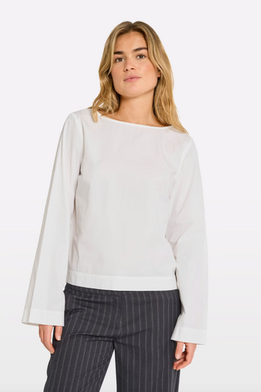 ENAGNES LS O-NECK TOP - WHITE