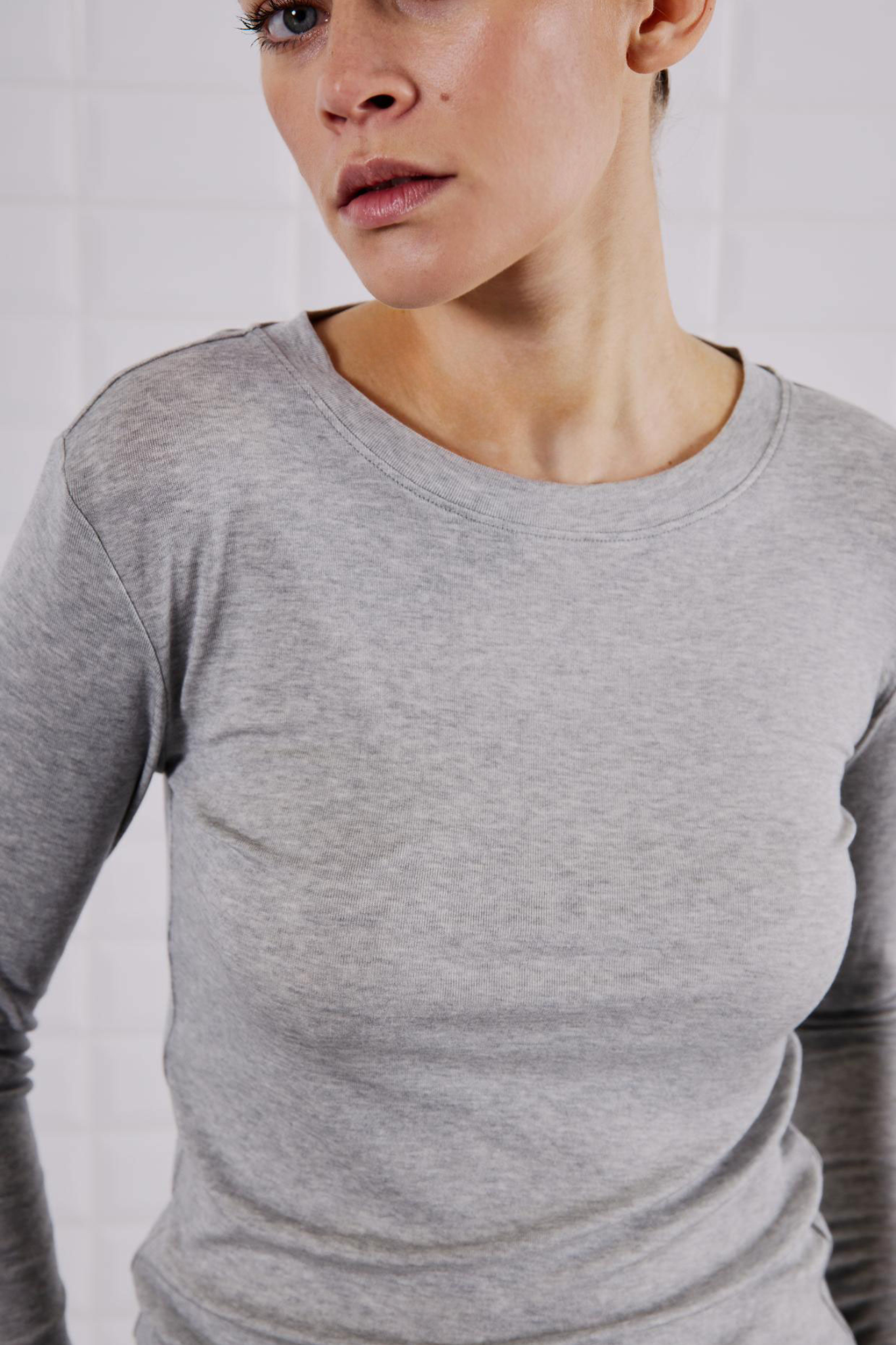 JOSEFINE LS T-SHIRT - LIGHT GREY MELANGE