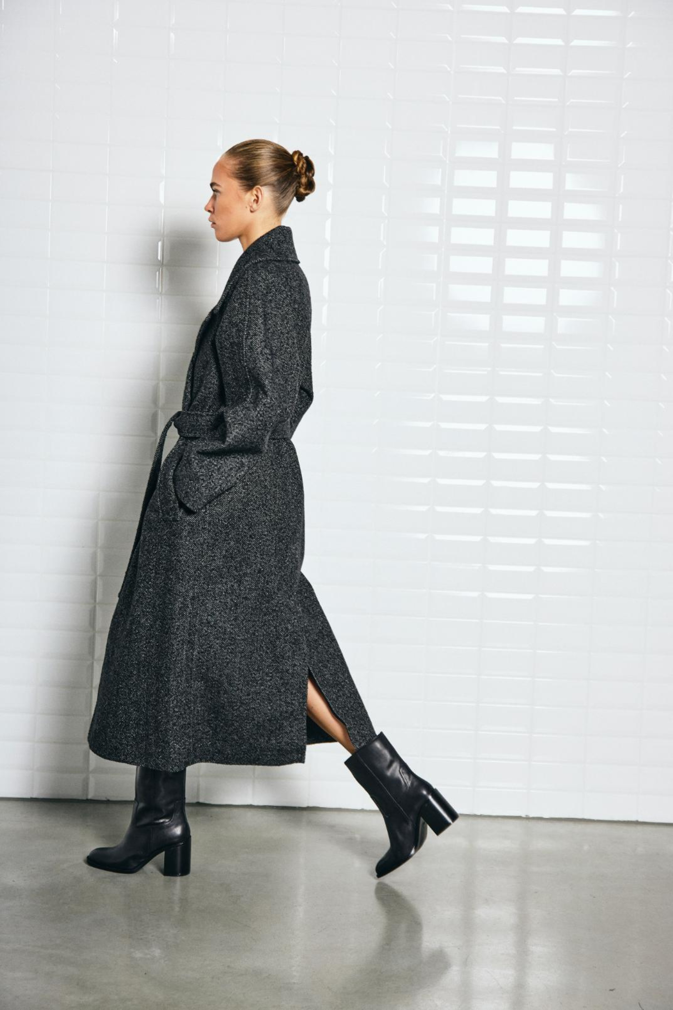 BROOKLYN HERRINGBONE JACKET - BLACK