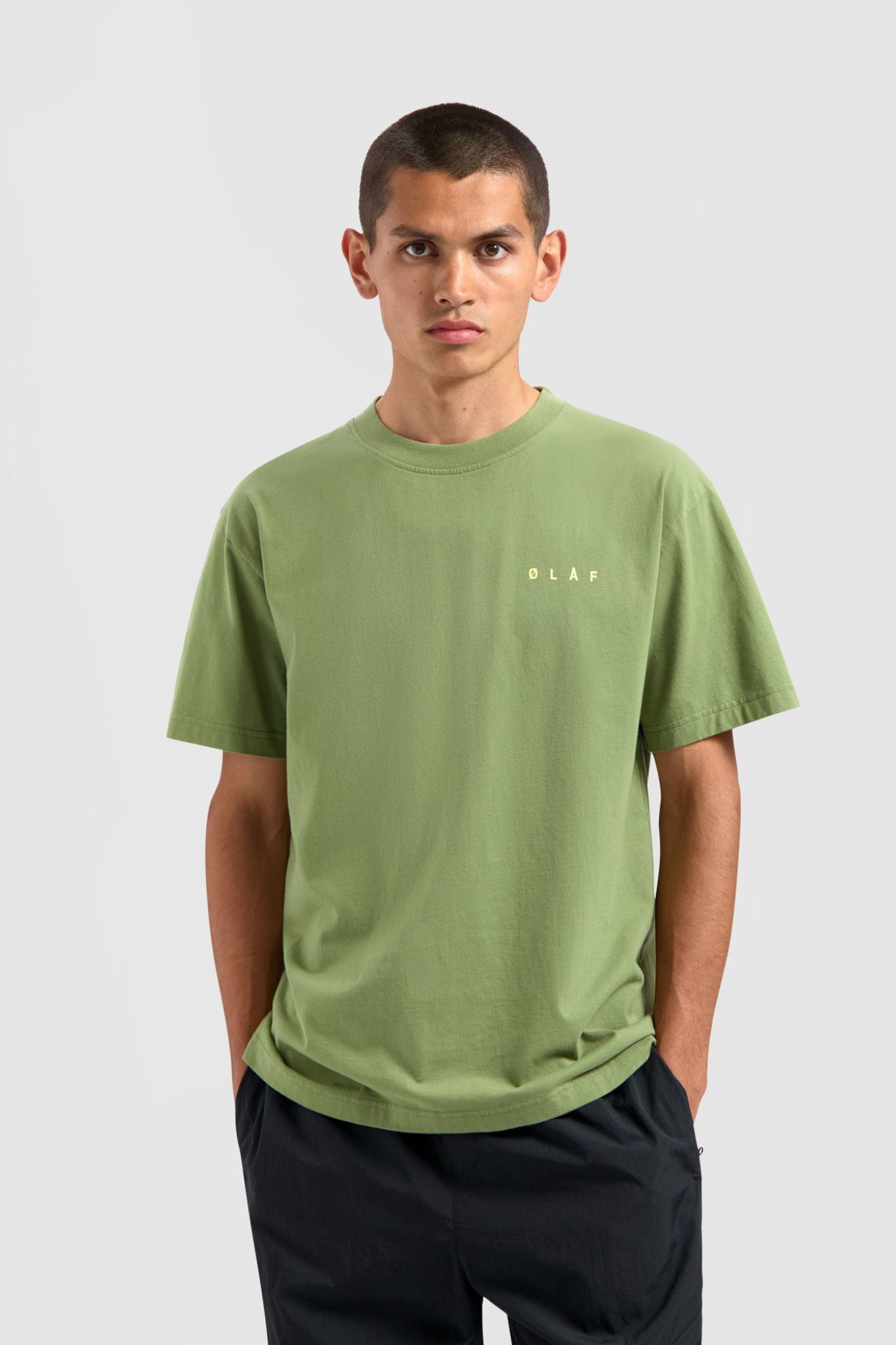 SCRIBBLE FACE T-SHIRT - OLIVE GREEN