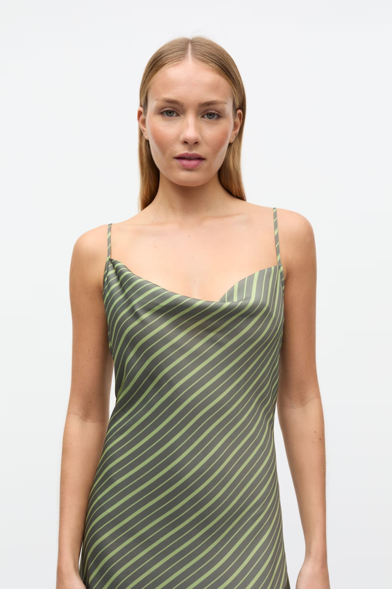 FRIDS SL DRESS - GREEN OLIVE STRIPE
