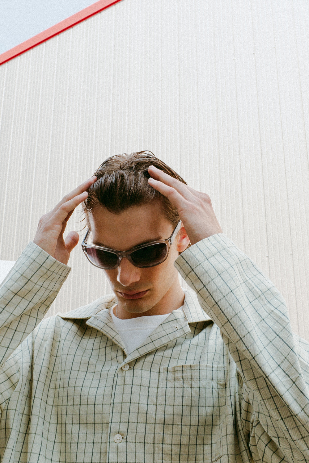 CHECKED TSR SHIRT - WASHED GREEN