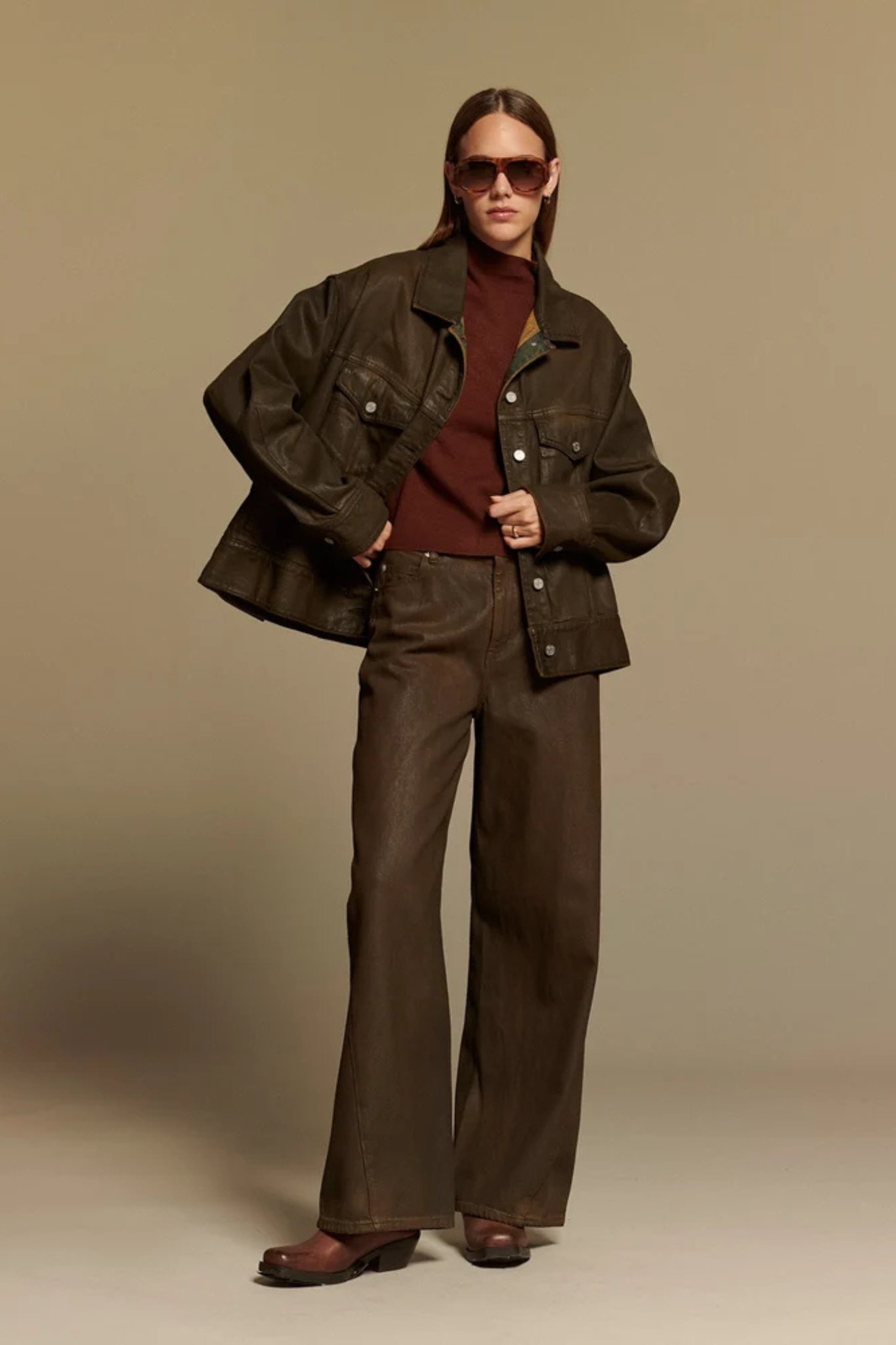 ORSON DENIM GLOSSY JEANS - MOKA