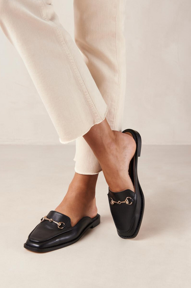 KAIS LEATHER MULES - BLACK