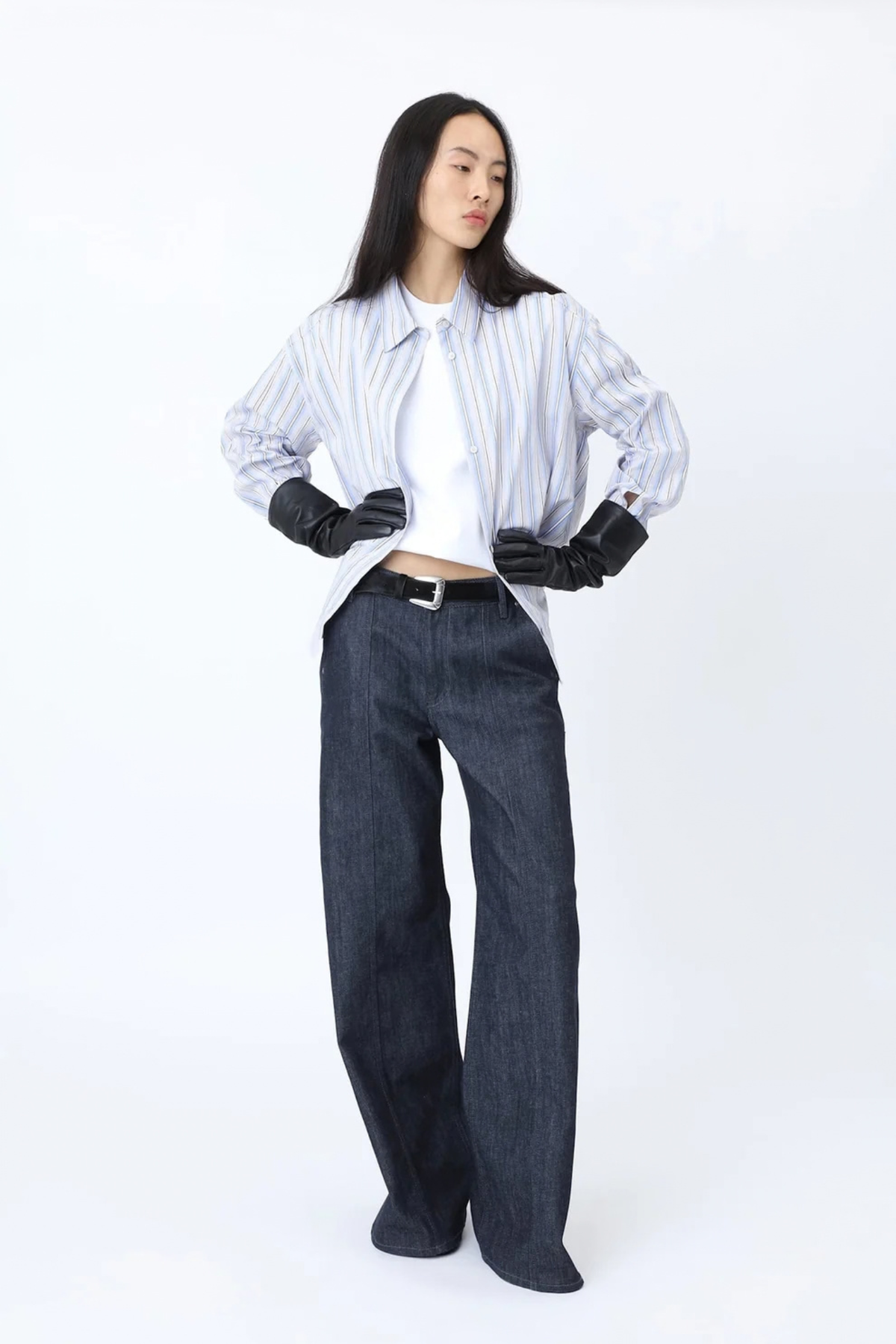 LENOA PANEL STRIPE SHIRT - MICRO SHIP GREY COMB