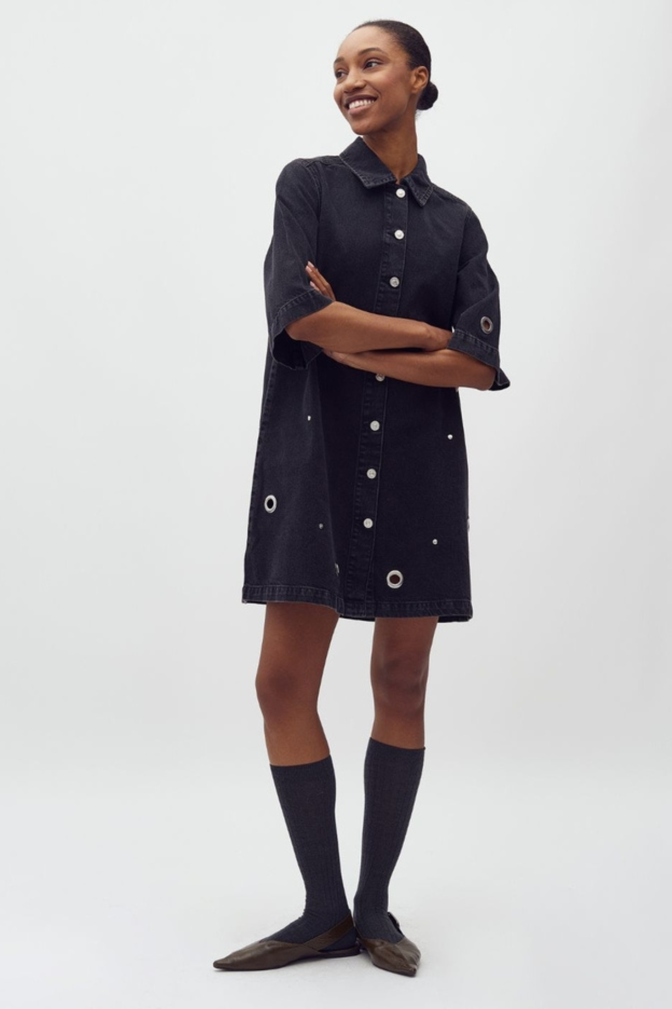 CALAMYA DRESS - BLACK MIDNIGHT WASH