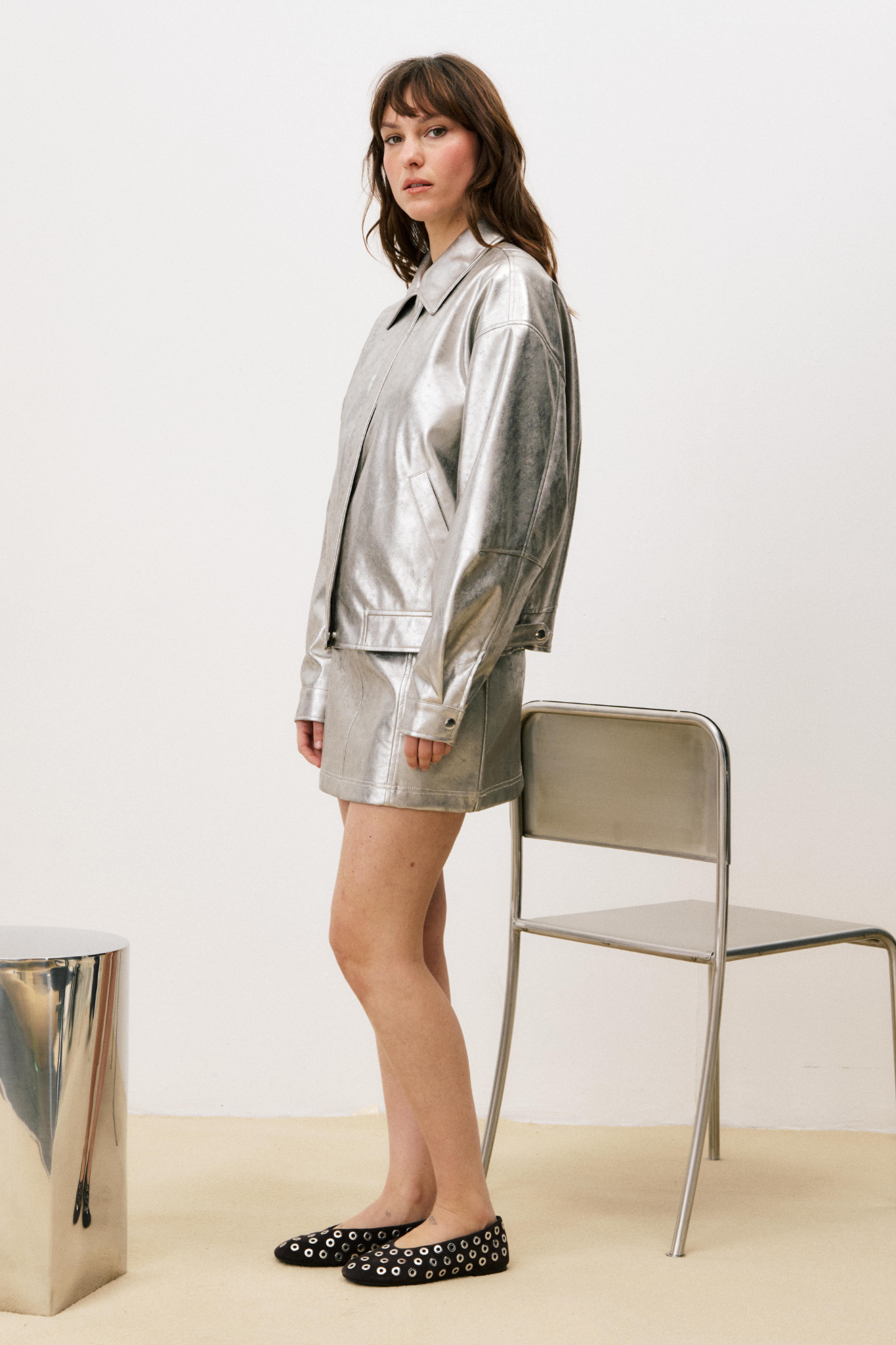 CHAMINA BOMBER JACKET - SILVER