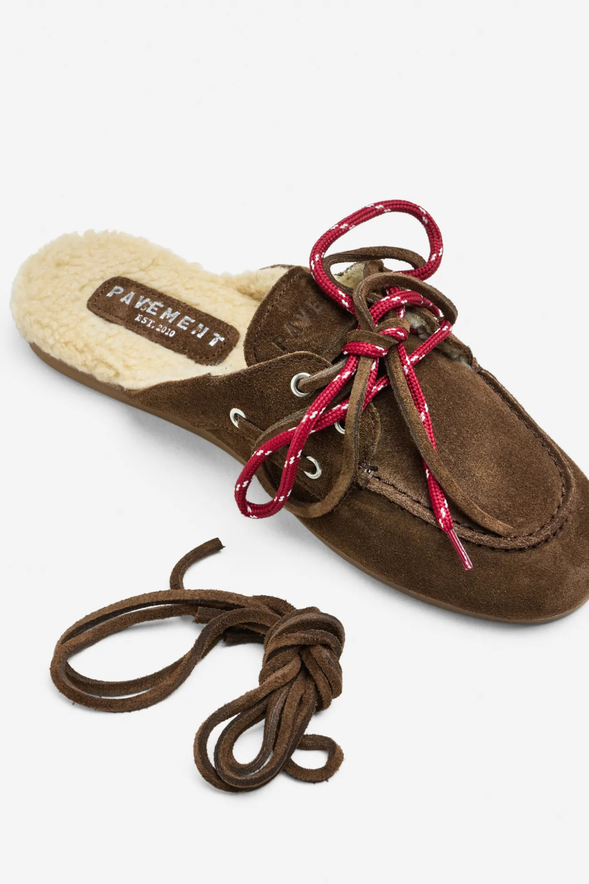 YASMA LACE FUR SHOES - BROWN SUEDE