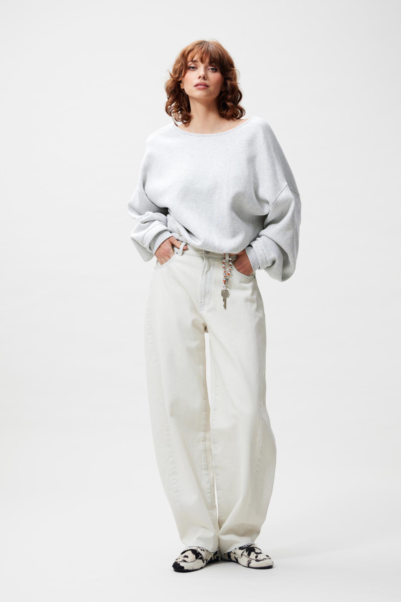 BACK DETAILED SWEATER - LIGHT GREY MELANGE