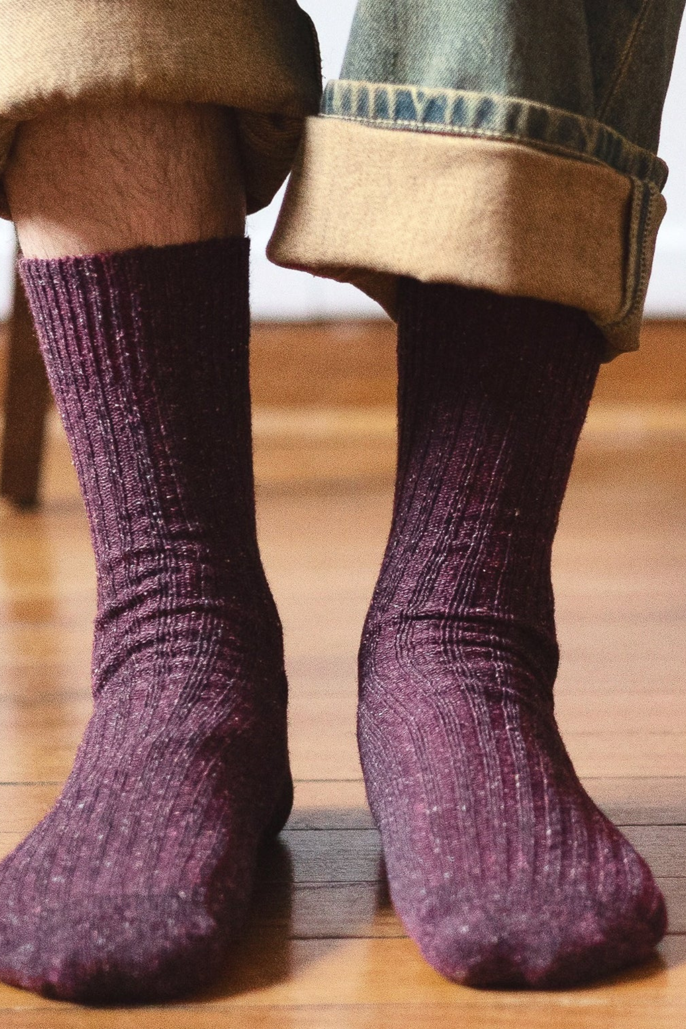 SILK AND WOOL SOCKS - BURGUNDY