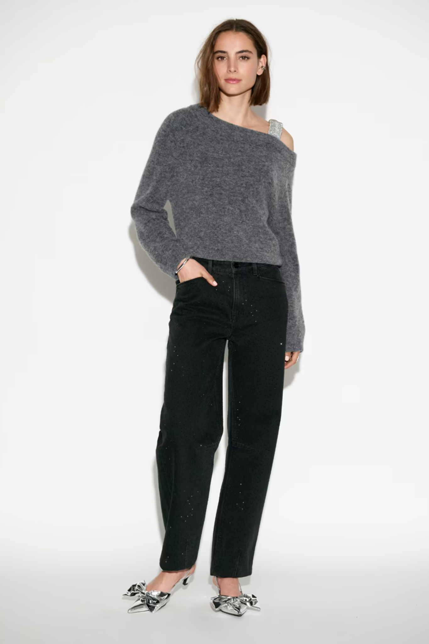 YONKA GLAM SWEATER - DARK HEATHER GREY