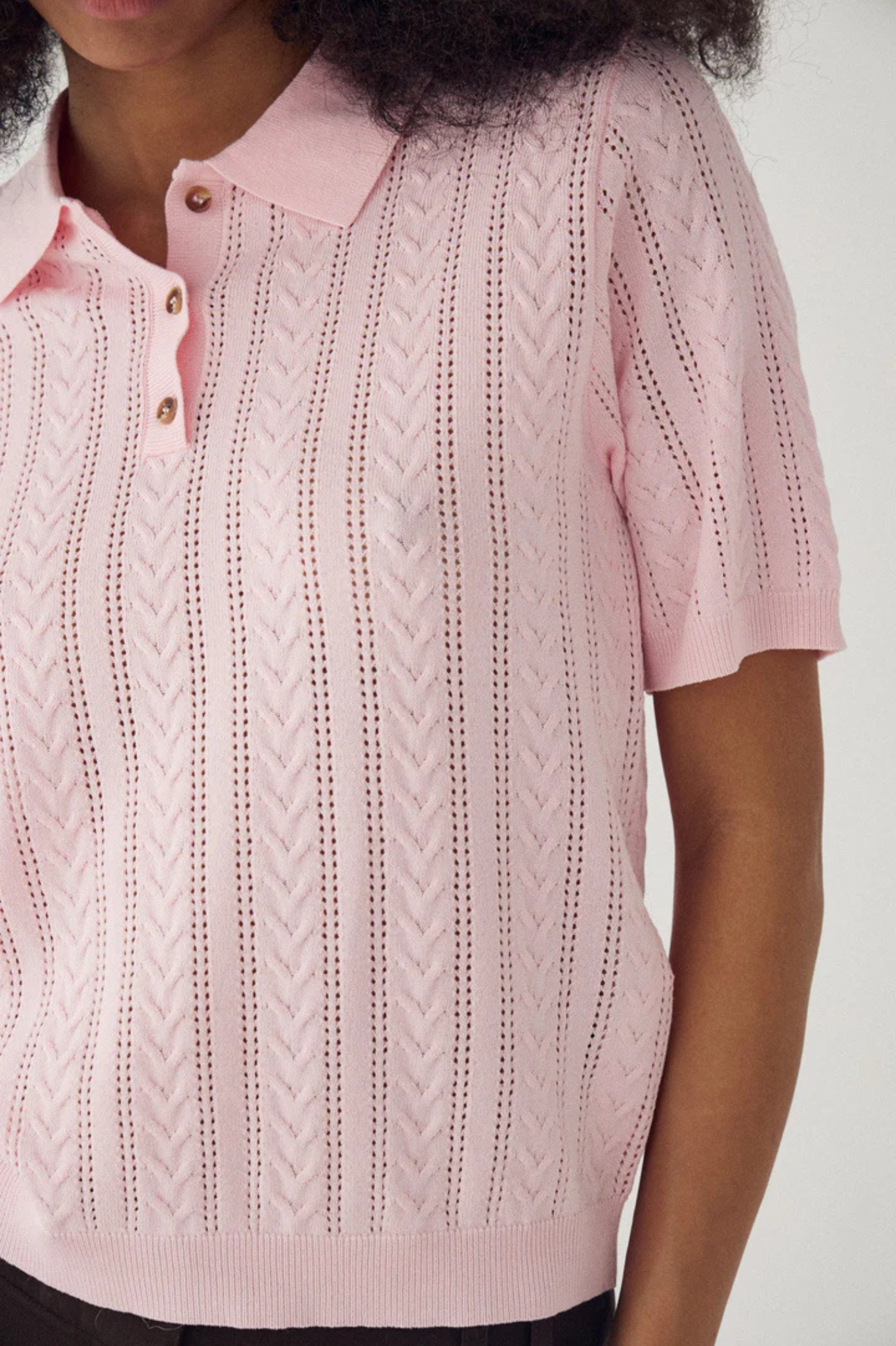 MECCA KNIT POLO - BABY PINK