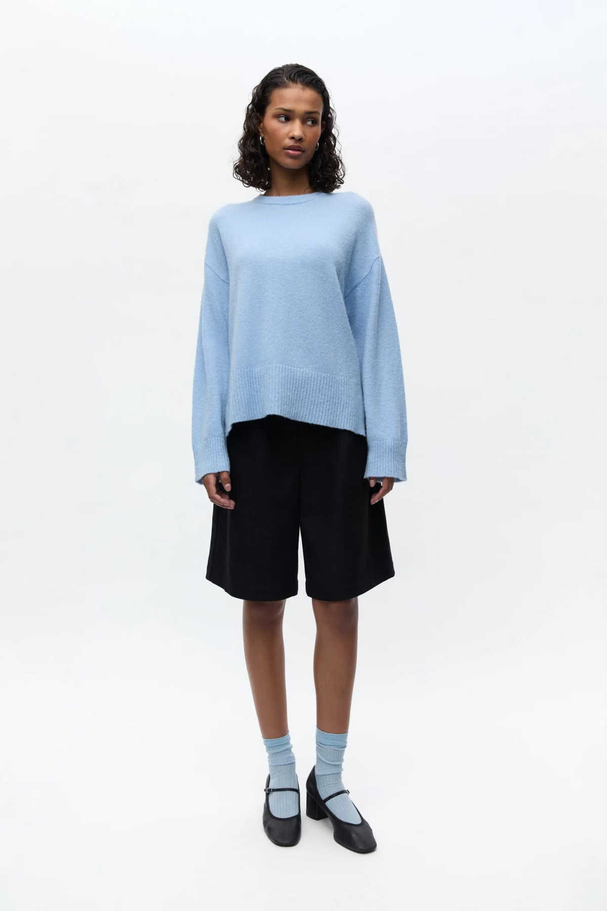 ADA LS SPLIT KNIT - POWDER BLUE