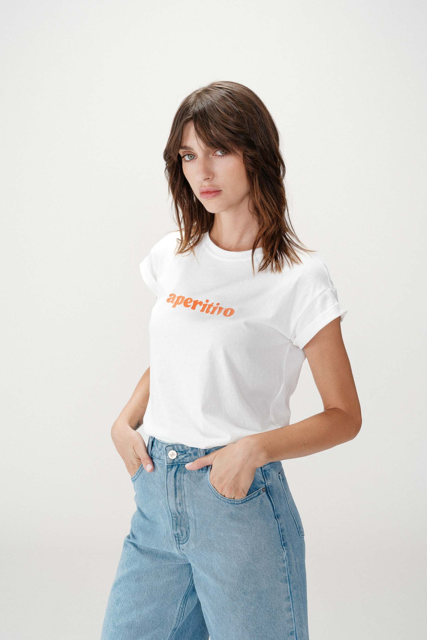 WYLO T-SHIRT - ORANGE/WHITE