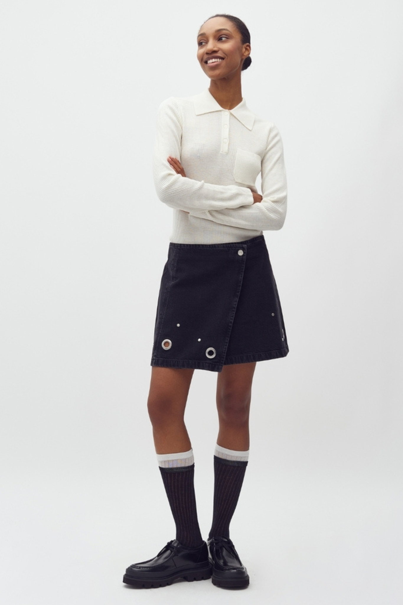 KEYANA SKIRT - BLACK MIDNIGHT WASH