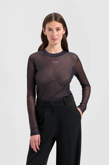 MESH TOP LONG SLEEVE - BLACK