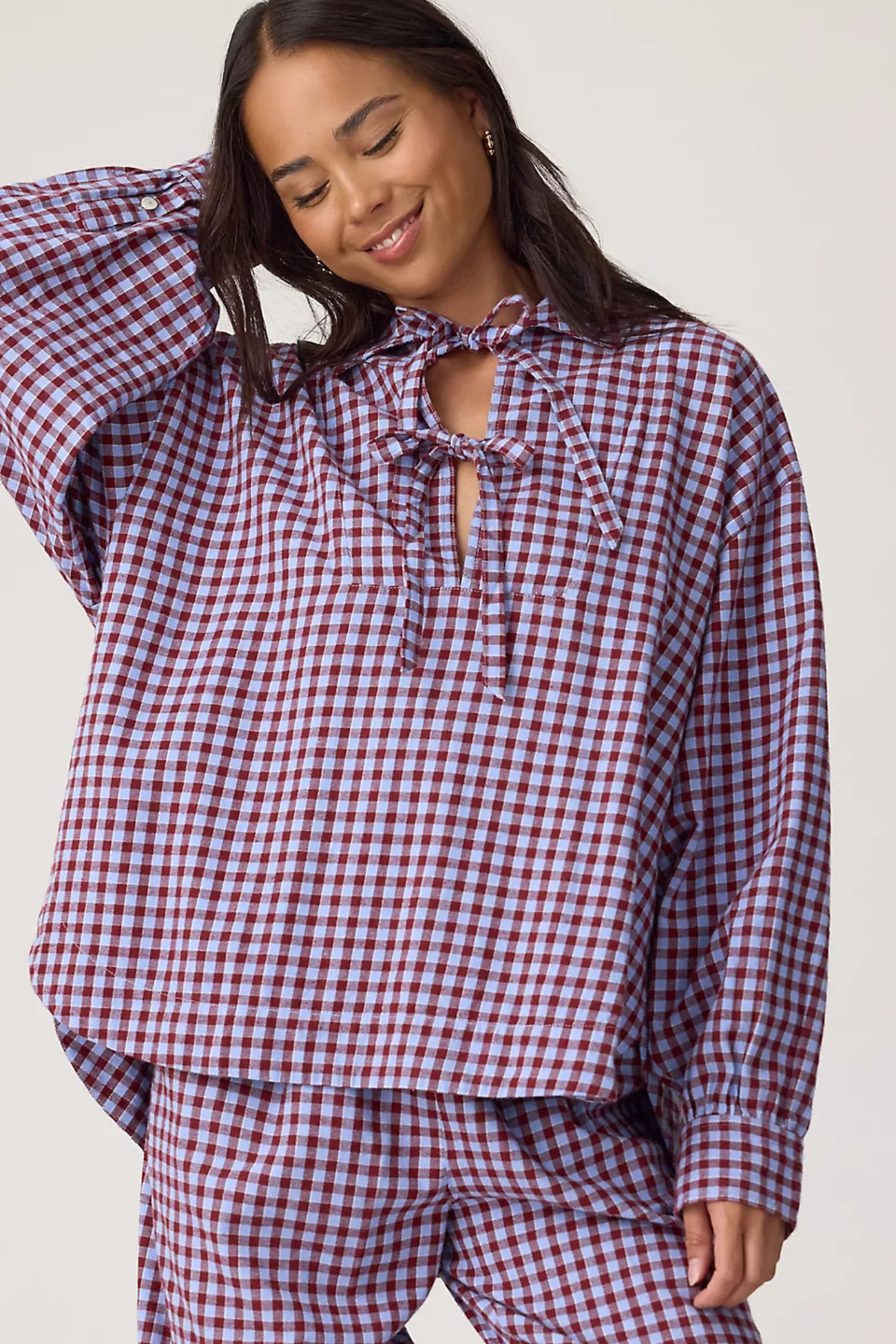 FLOKI PYJAMASJORT IN FLANEL - INDIGO