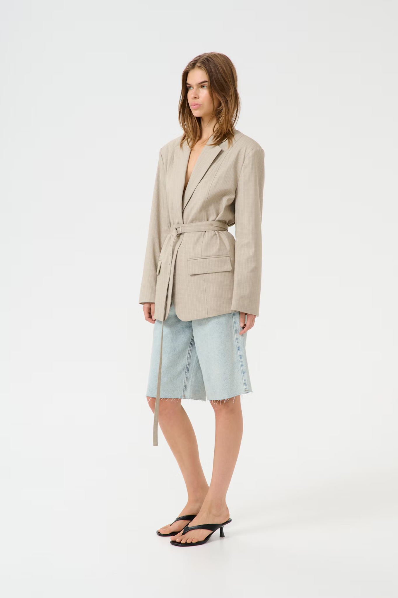 TIFF OZ BLAZER - PINSTRIPE DUST GREE