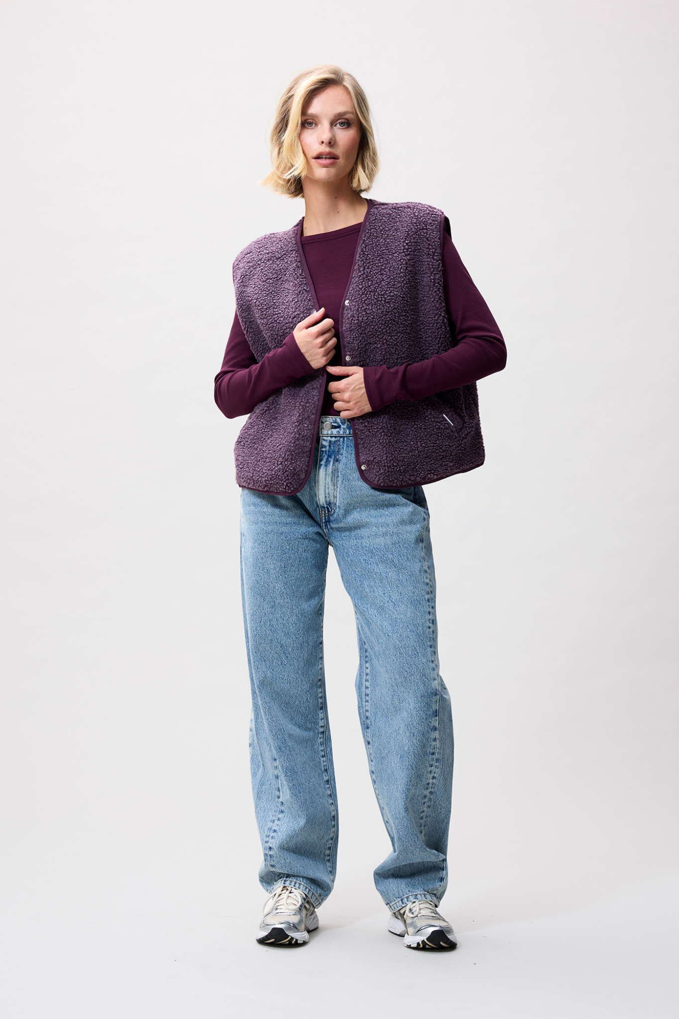 TEDDY BODYWARMER GILET - PLUM TRUFFLE