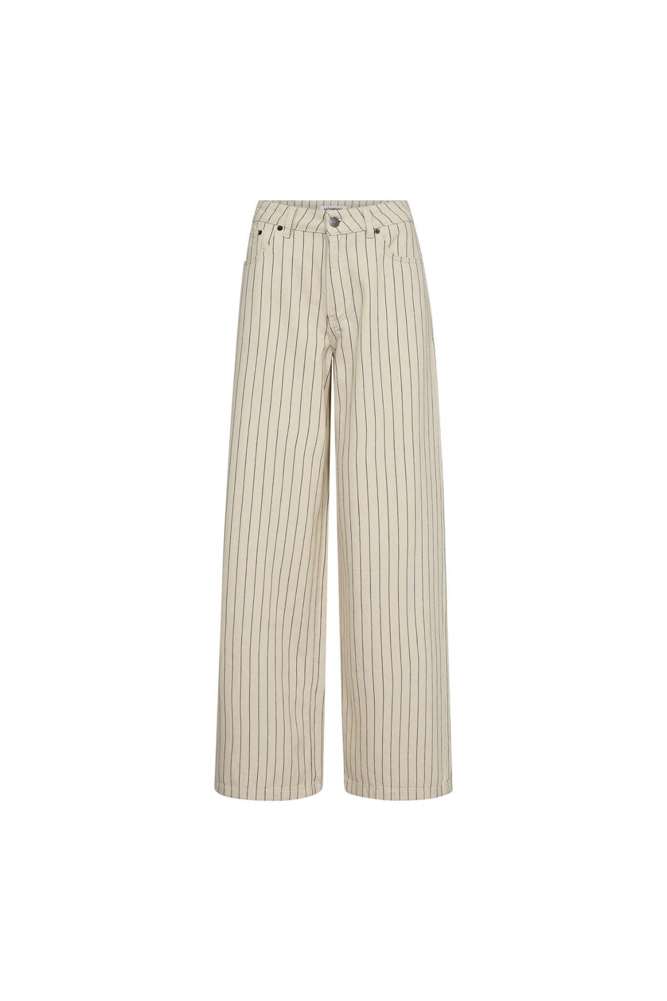 Co'Couture pin striped beige wide jeans. Front flatlay view