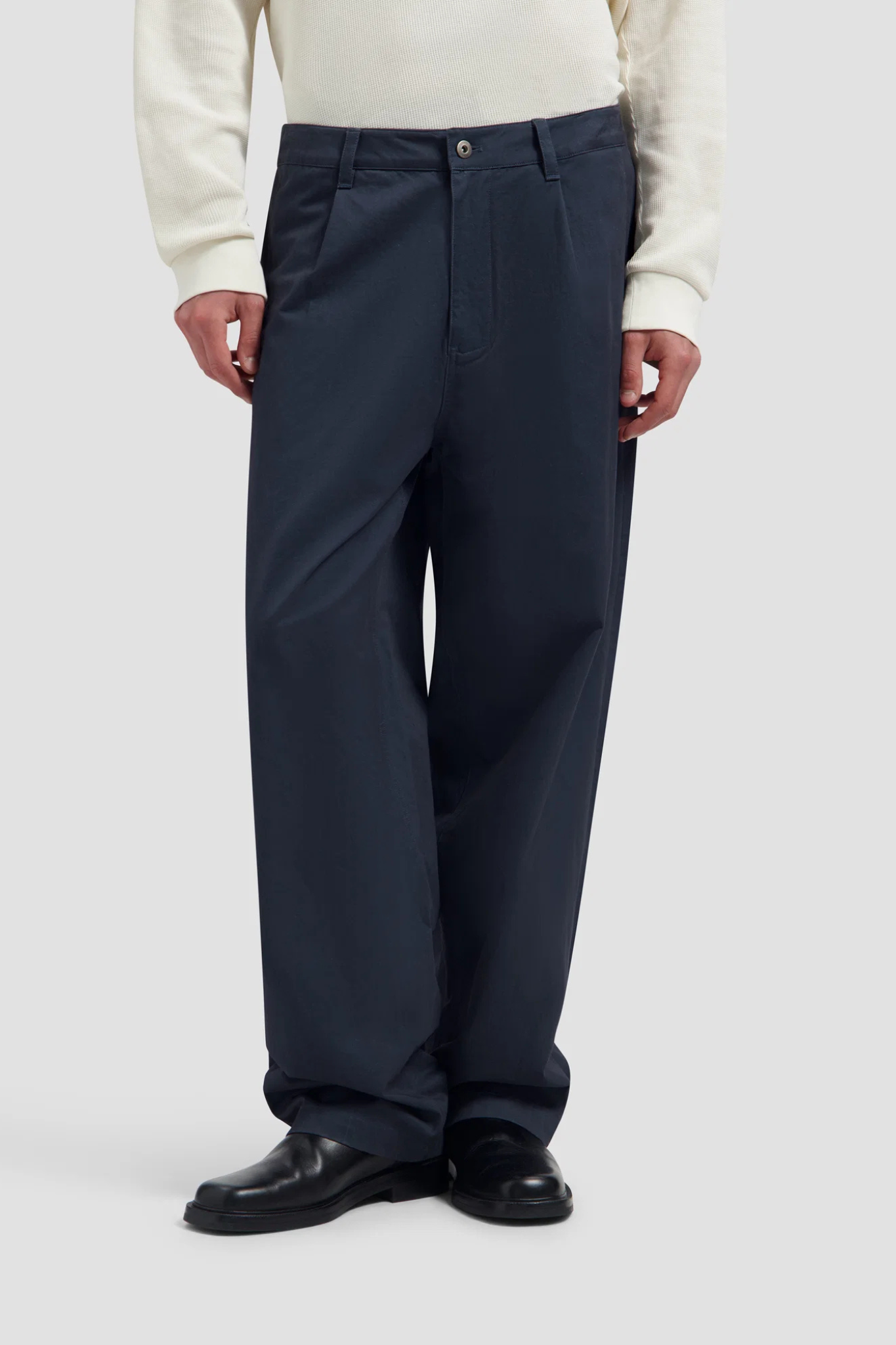 WASHED BARREL LEG PANTS - NAVY
