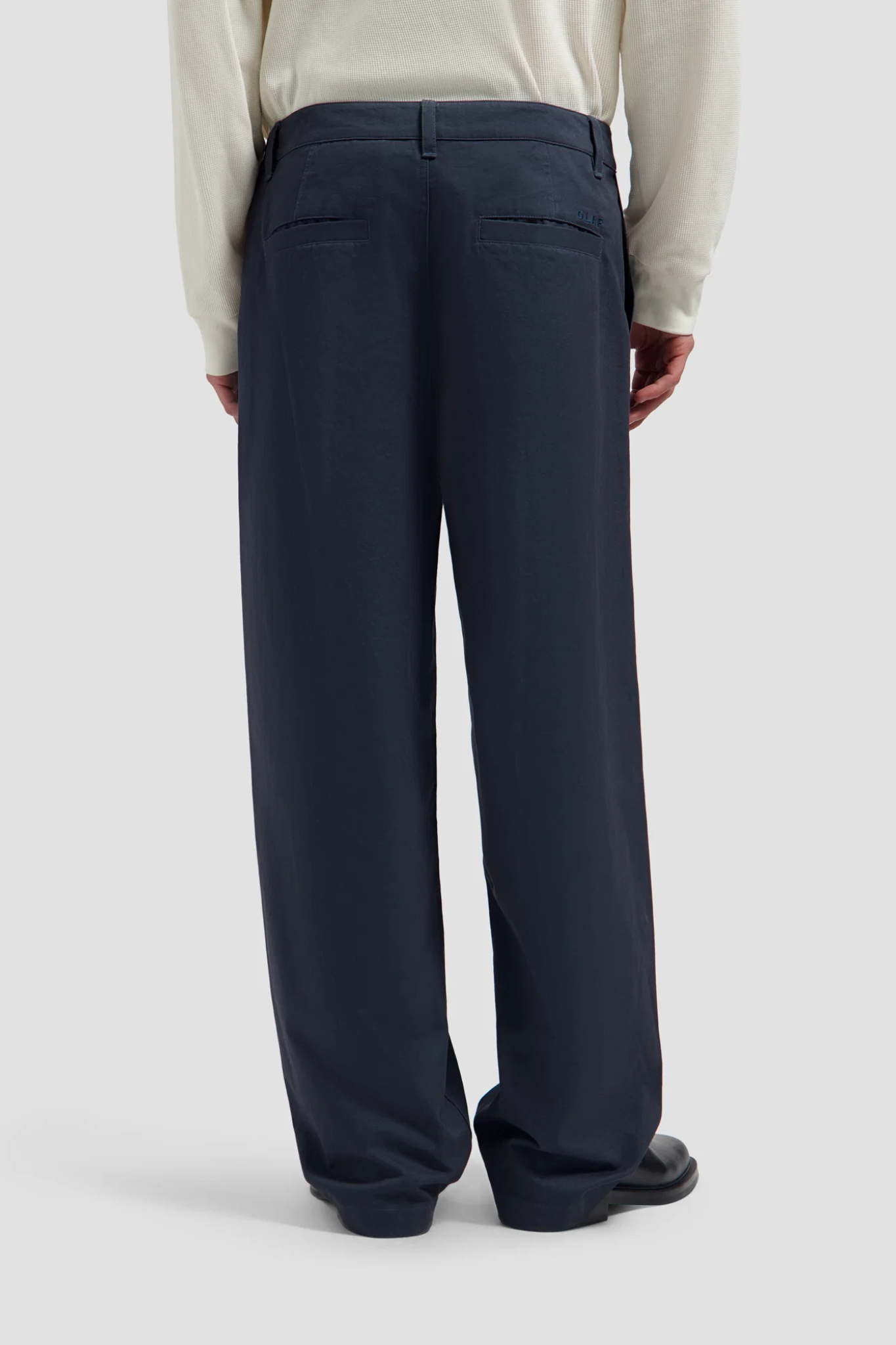 WASHED BARREL LEG PANTS - NAVY