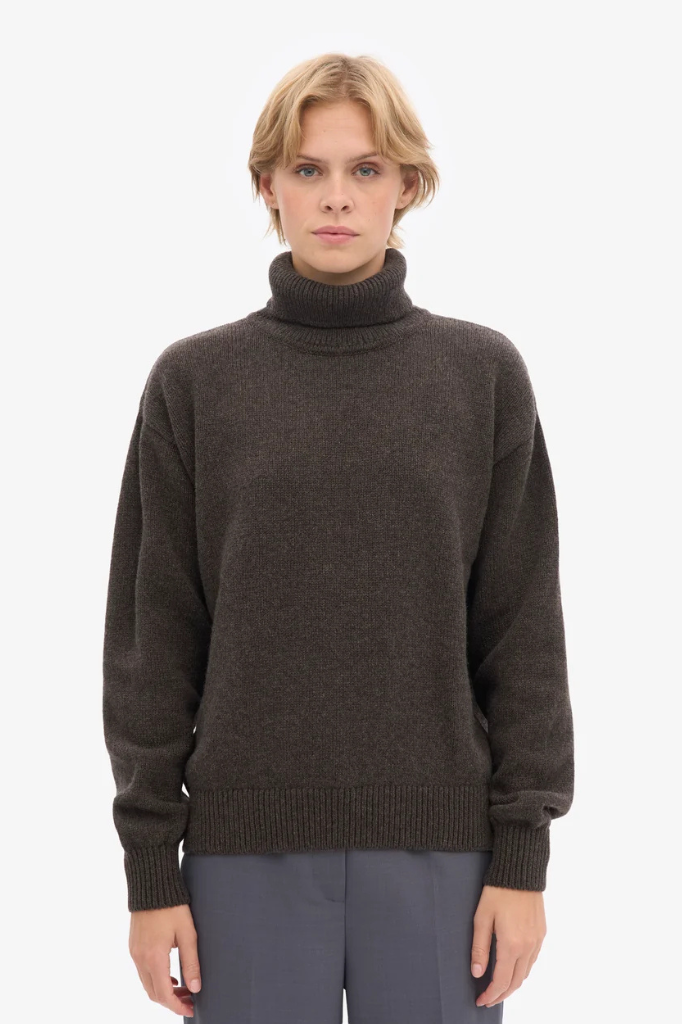 MERINO WOOL TURTLENECK WOMEN - COFFEE BROWN
