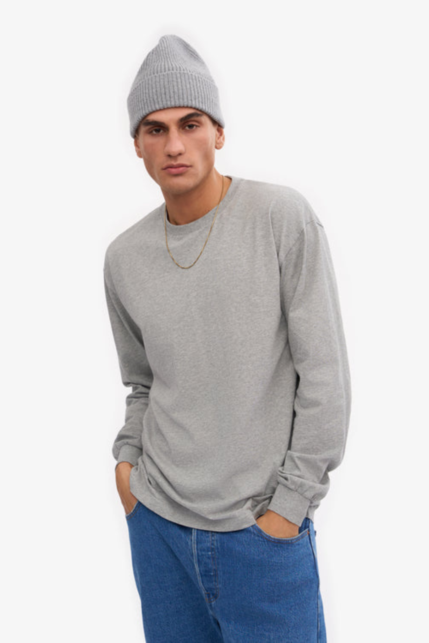 OVERSIZED ORGANIC LS T-SHIRT - HEATHER GREY