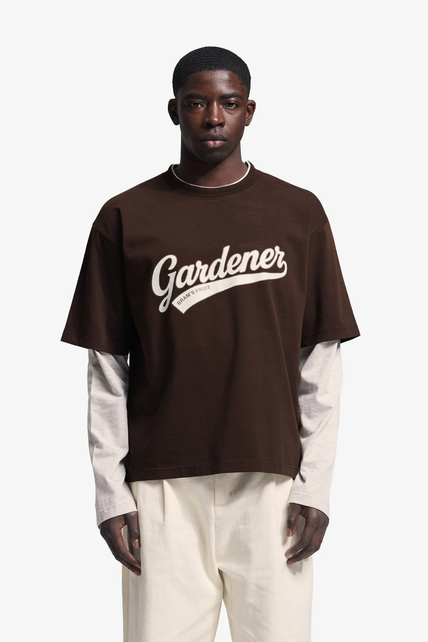 DOUBLE LAYER T-SHIRT - BROWN