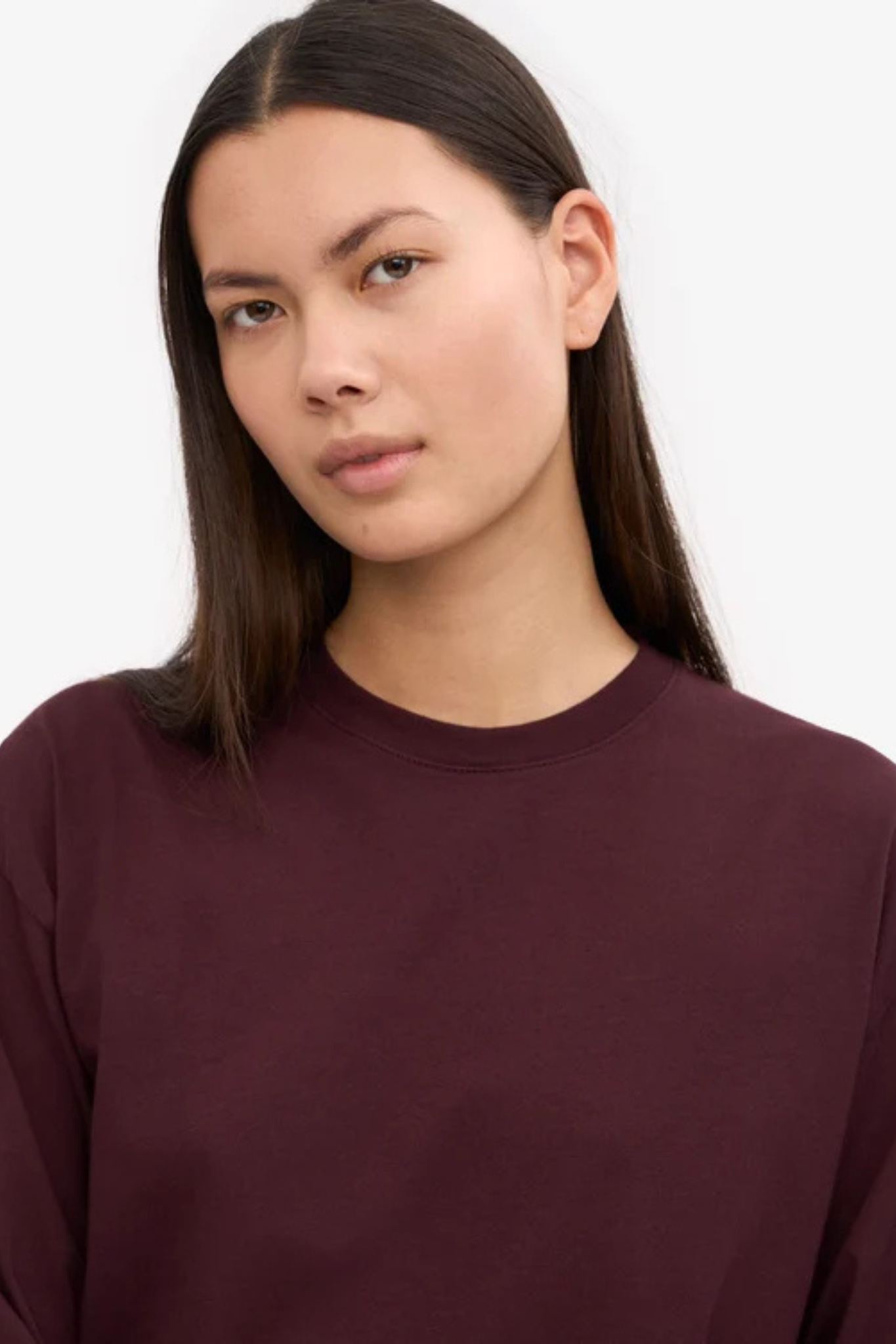 OVERSIZED ORGANIC LS T-SHIRT - OXBLOOD RED