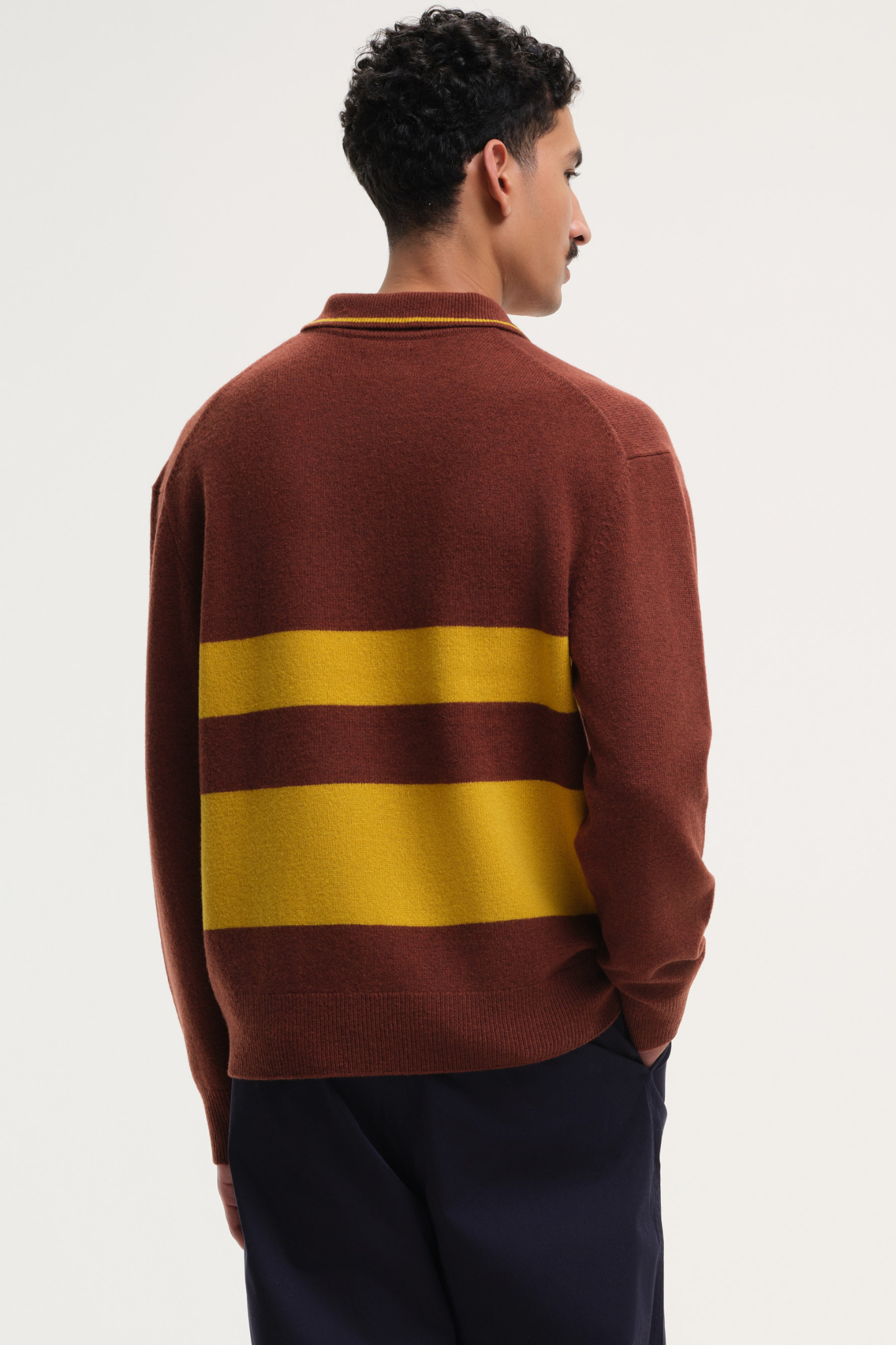 YOURHOUSE STRIPED POLO KNIT - BROWN