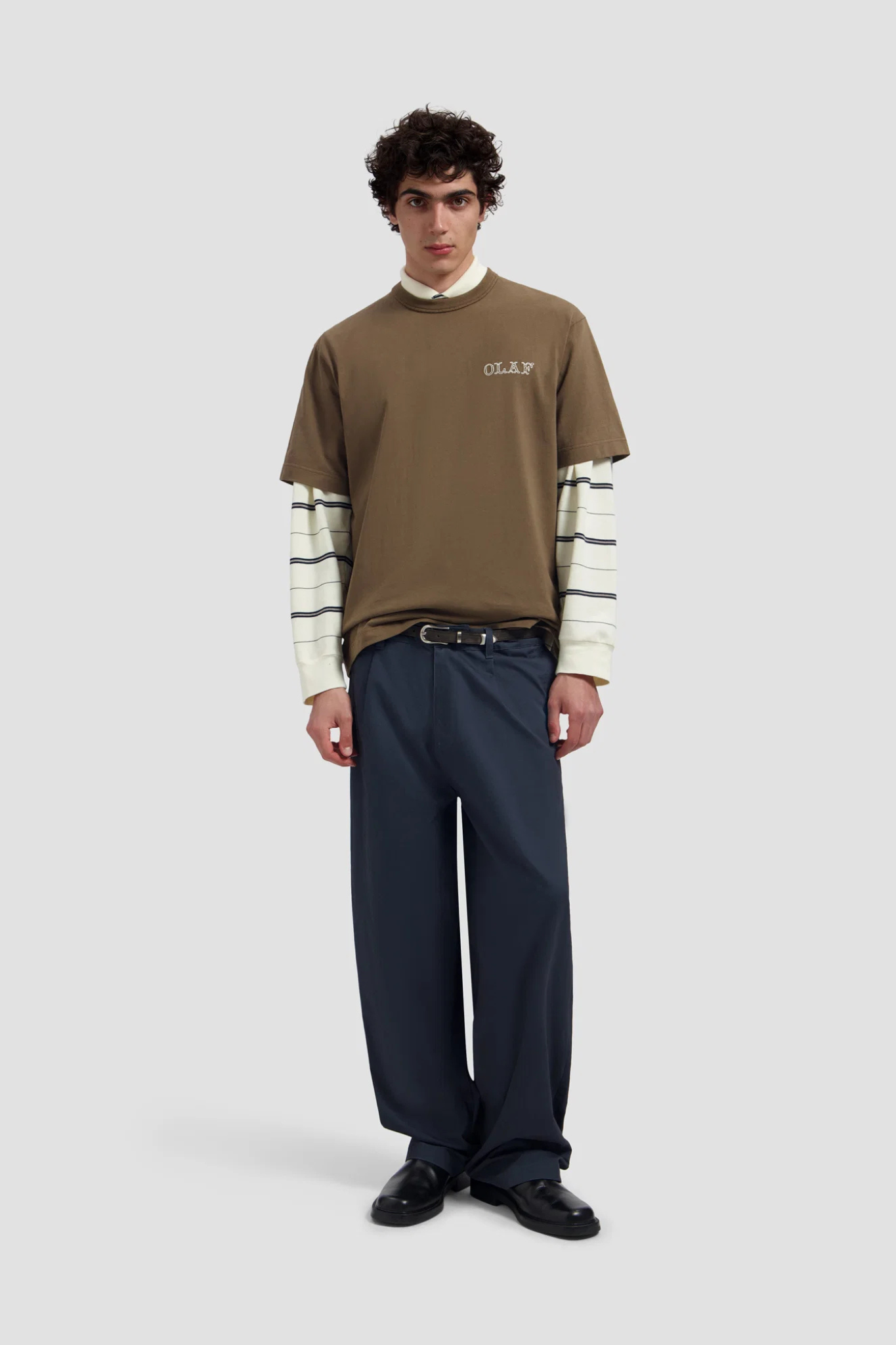 WASHED BARREL LEG PANTS - NAVY