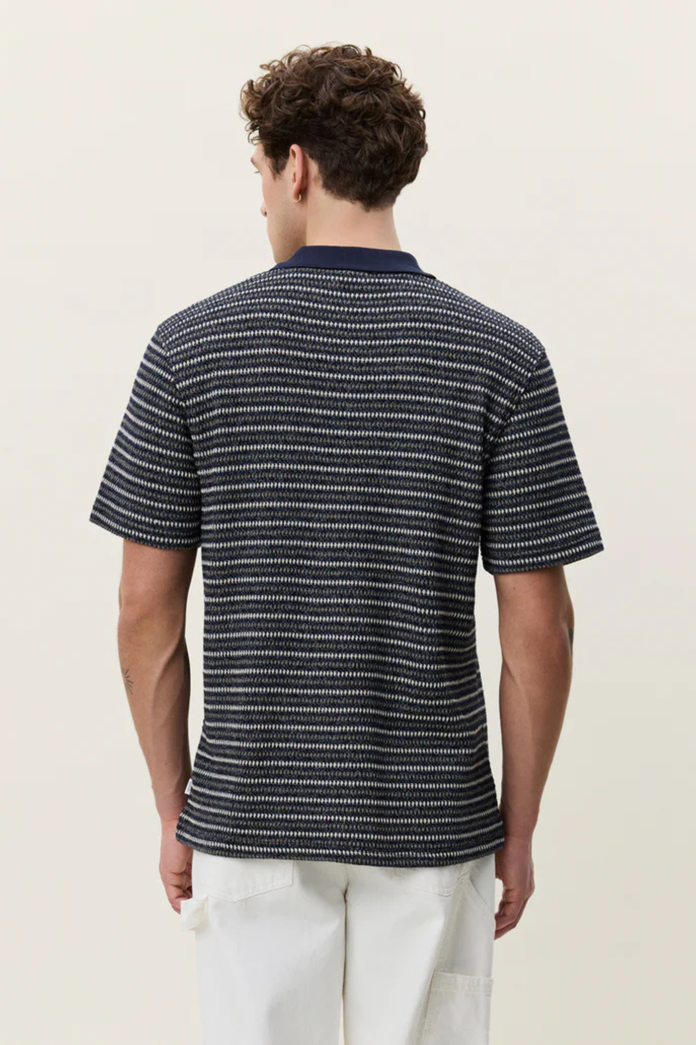 KNITTED STRIPE POLO - DARK BLUE NIGHT
