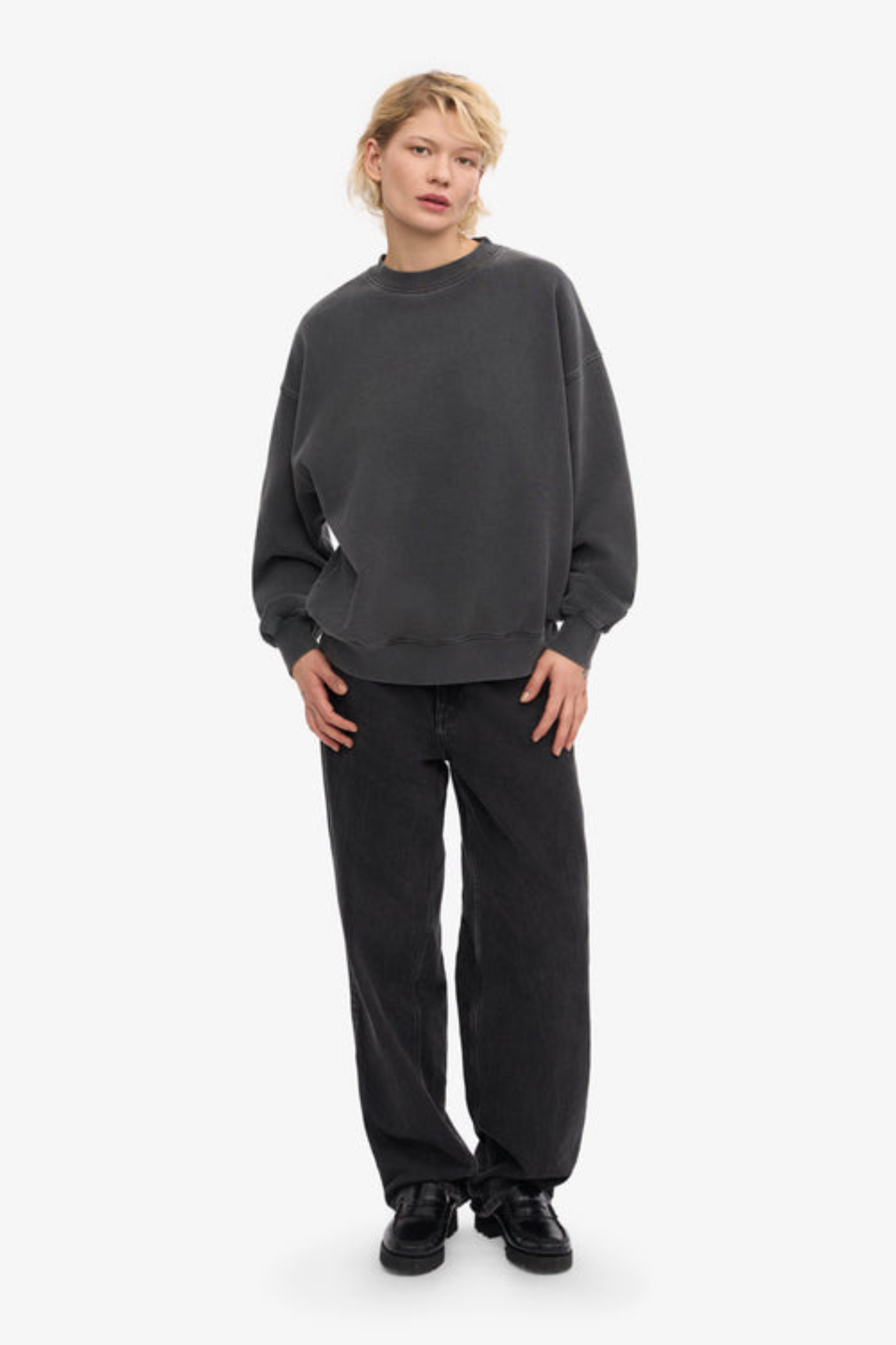 ORGANIC OVERSIZED CREW - FADED BLACK