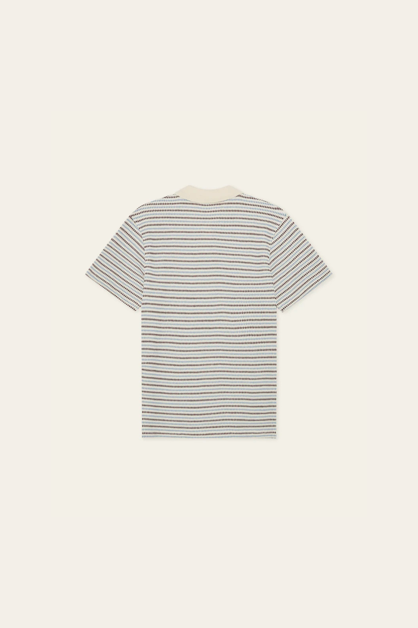 KNITTED STRIPED POLO - EGGNOG WHITE