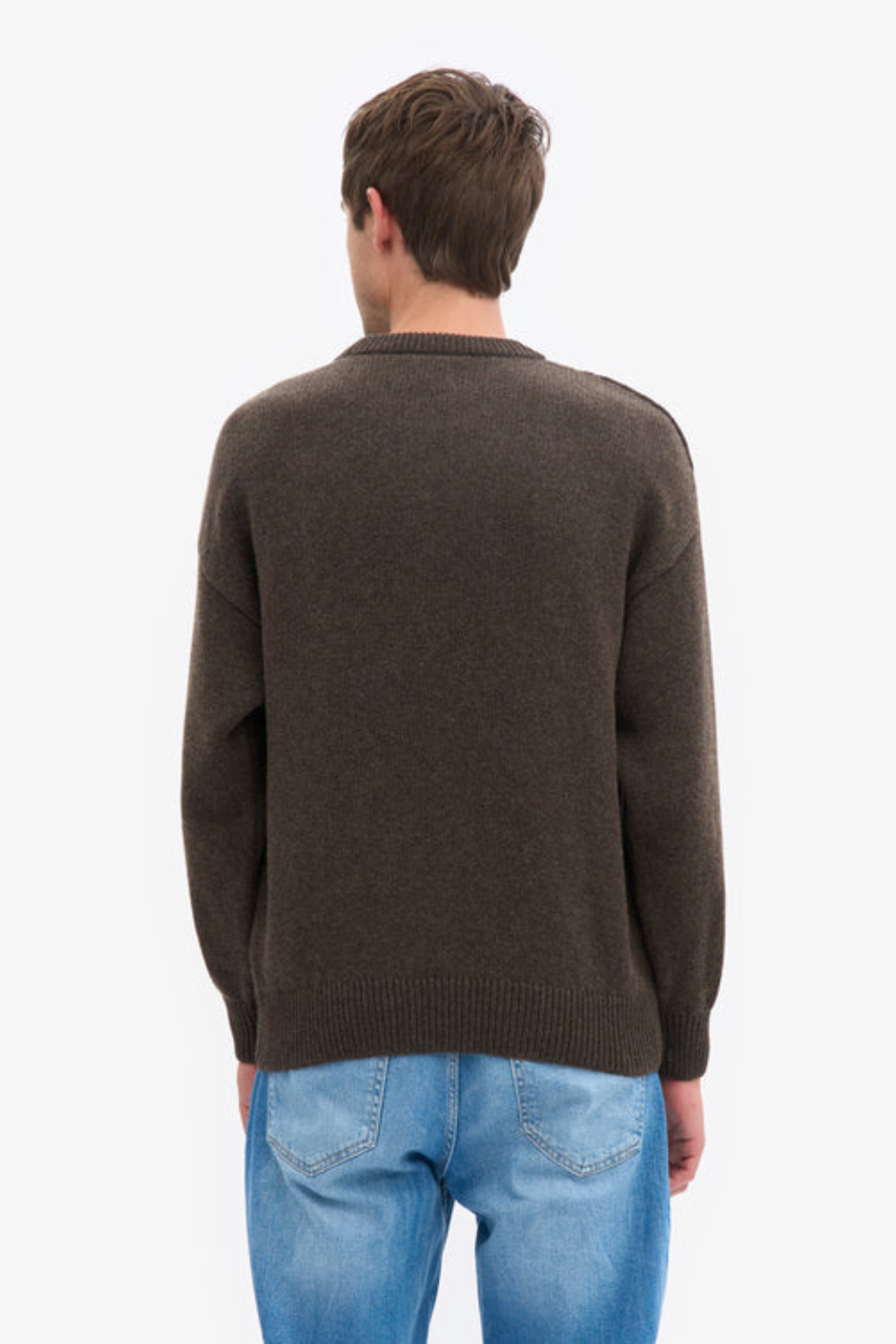 OVERSIZED MERINO WOOL CREW - COFFEE BROWN