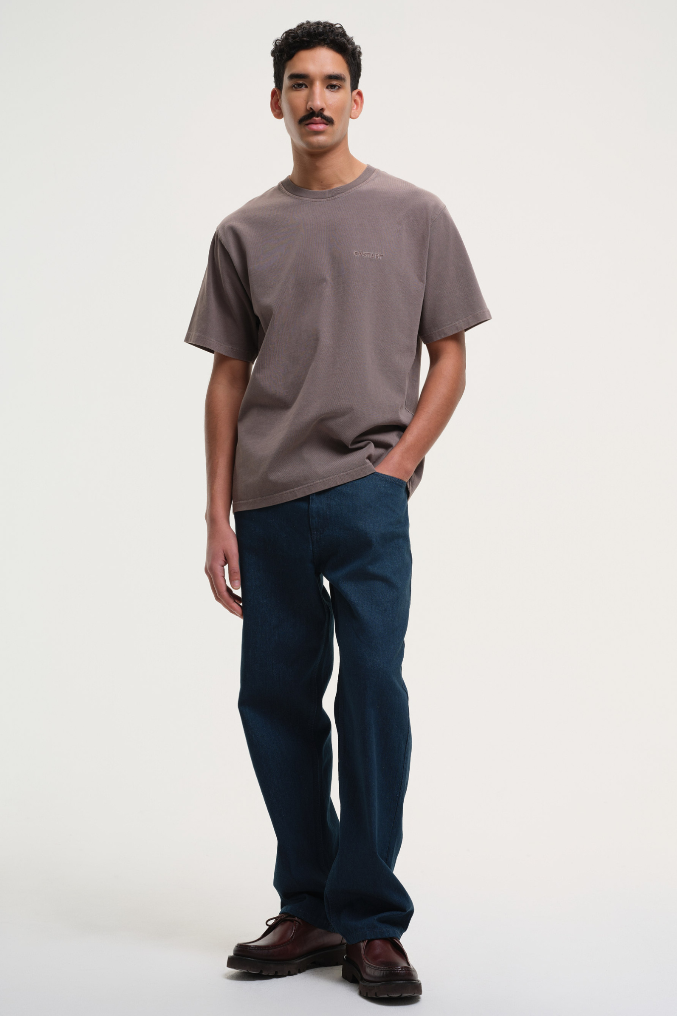 STONEWASH T-SHIRT - DARK BROWN