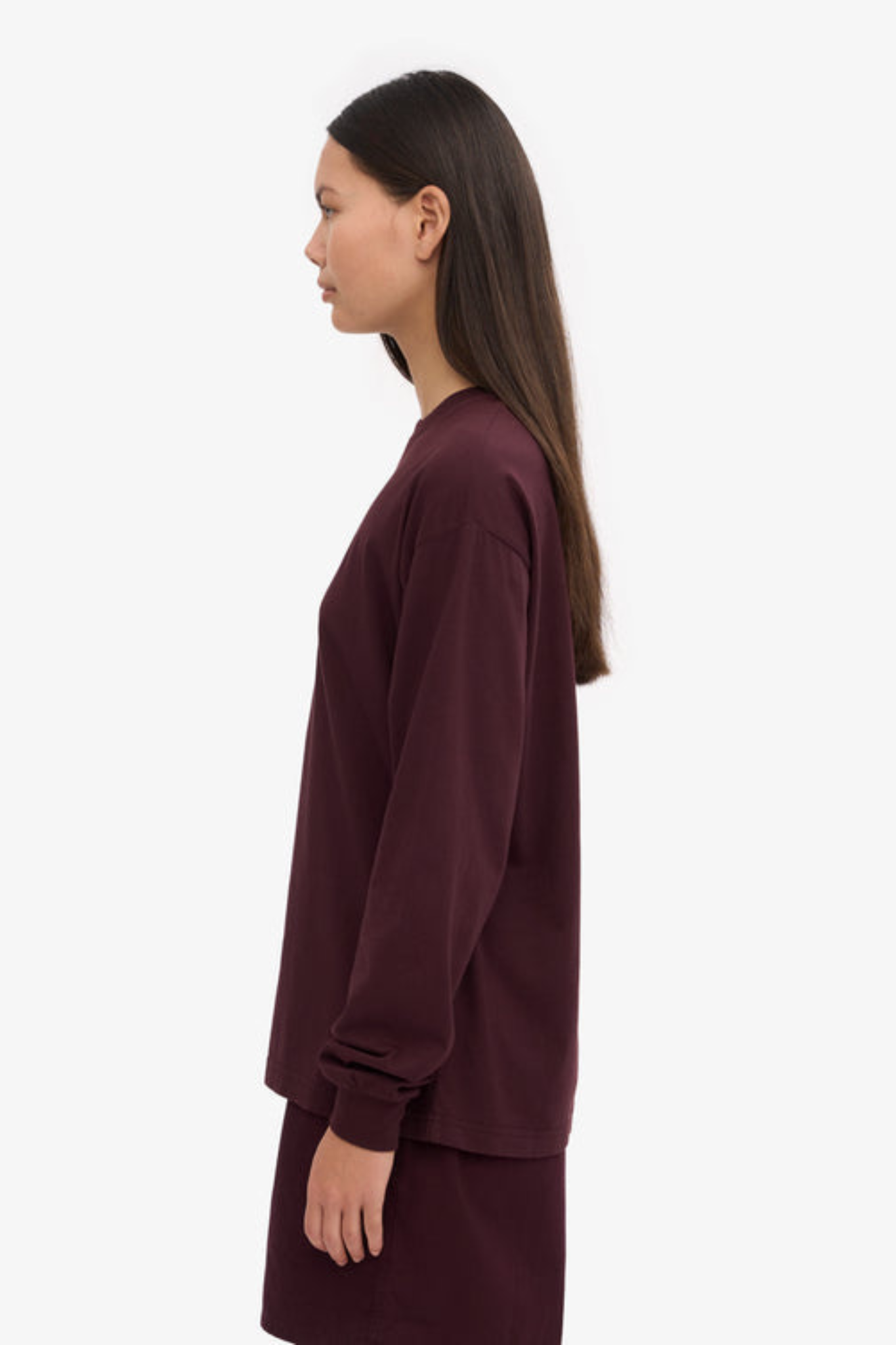 OVERSIZED ORGANIC LS T-SHIRT - OXBLOOD RED