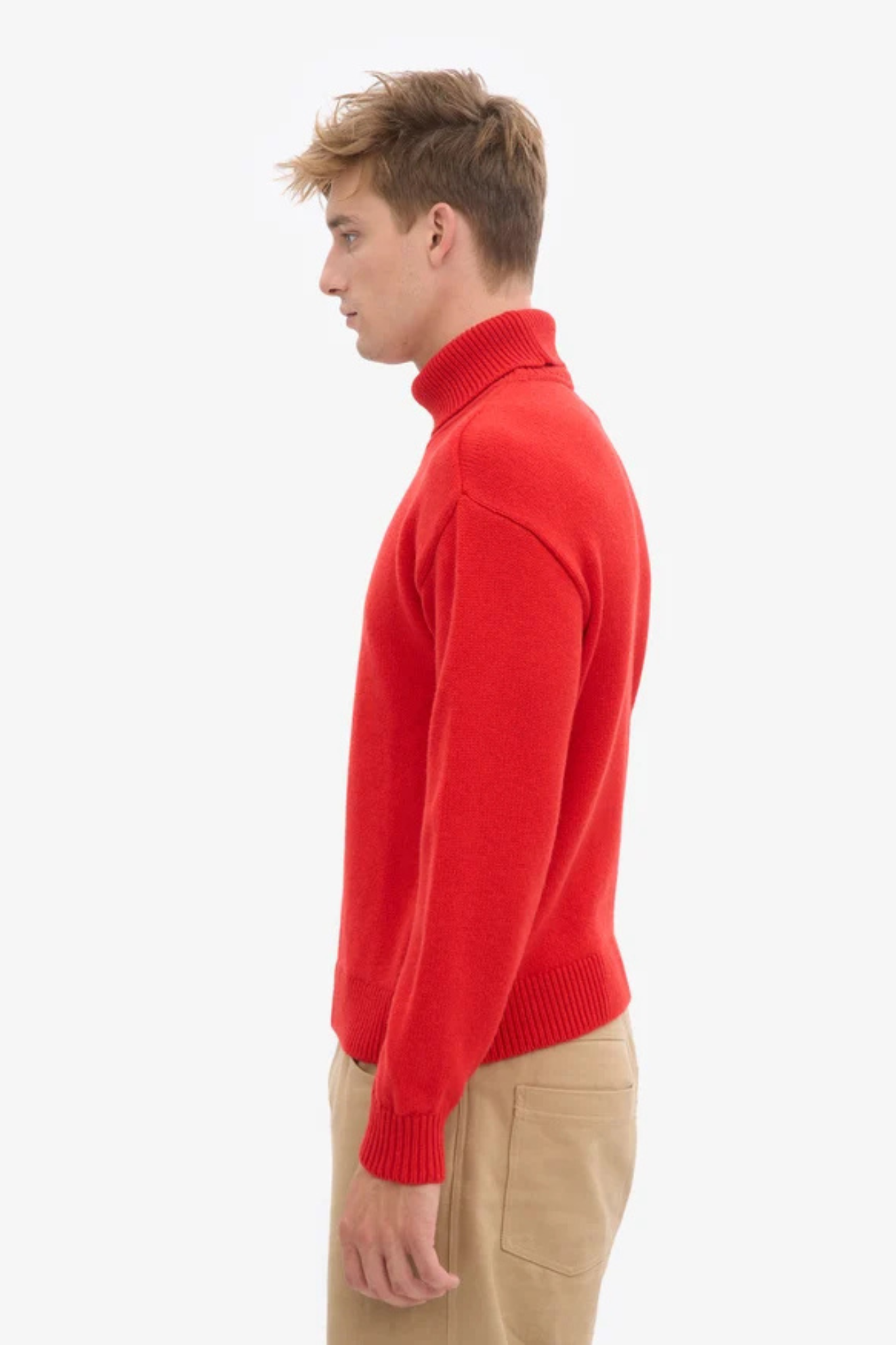 MERINO WOOL TURTLENECK WOMEN - RED TANGERINE