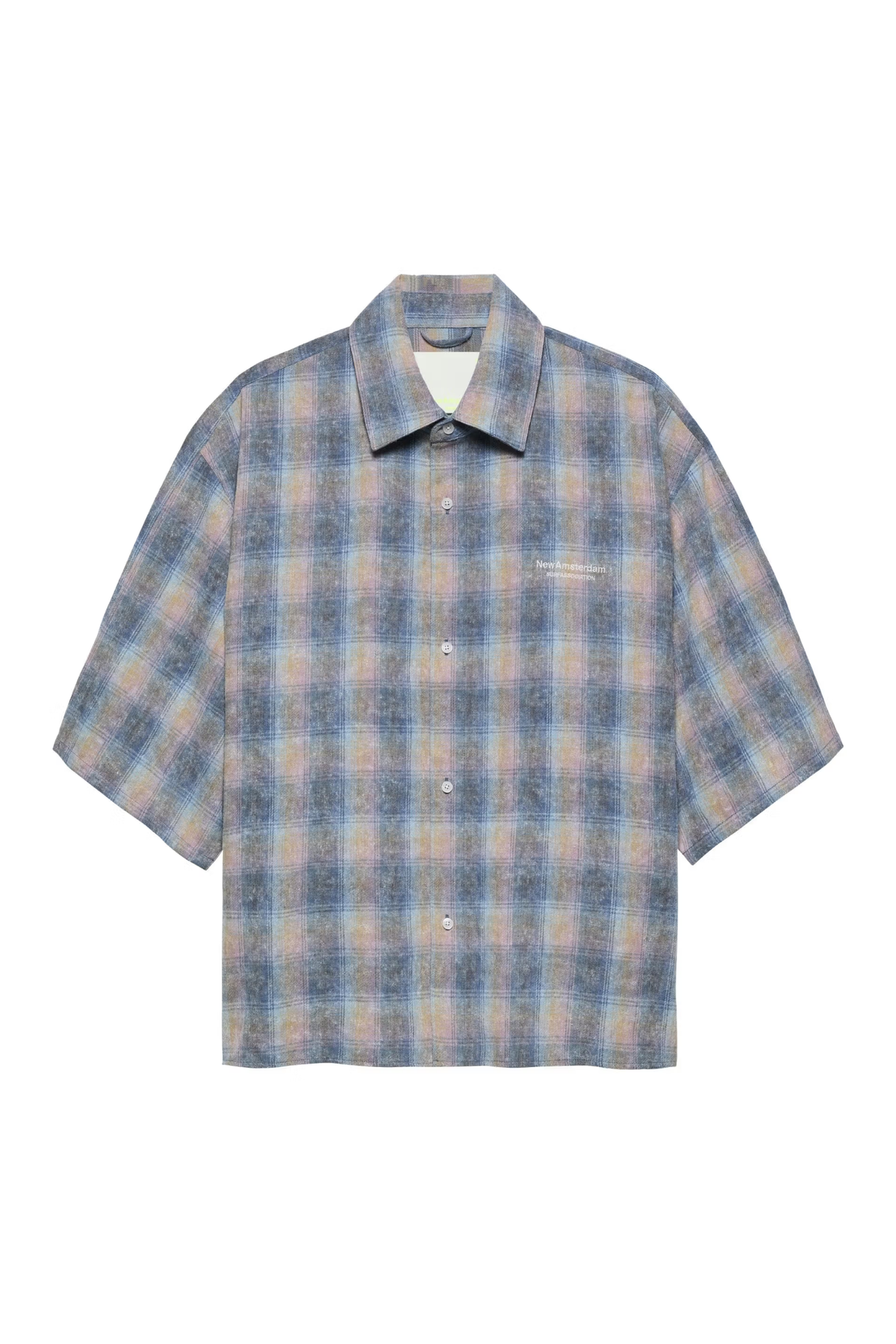 FLANEL SHORT SLEEVE BUTTON-UP - RAINBOW CHECK