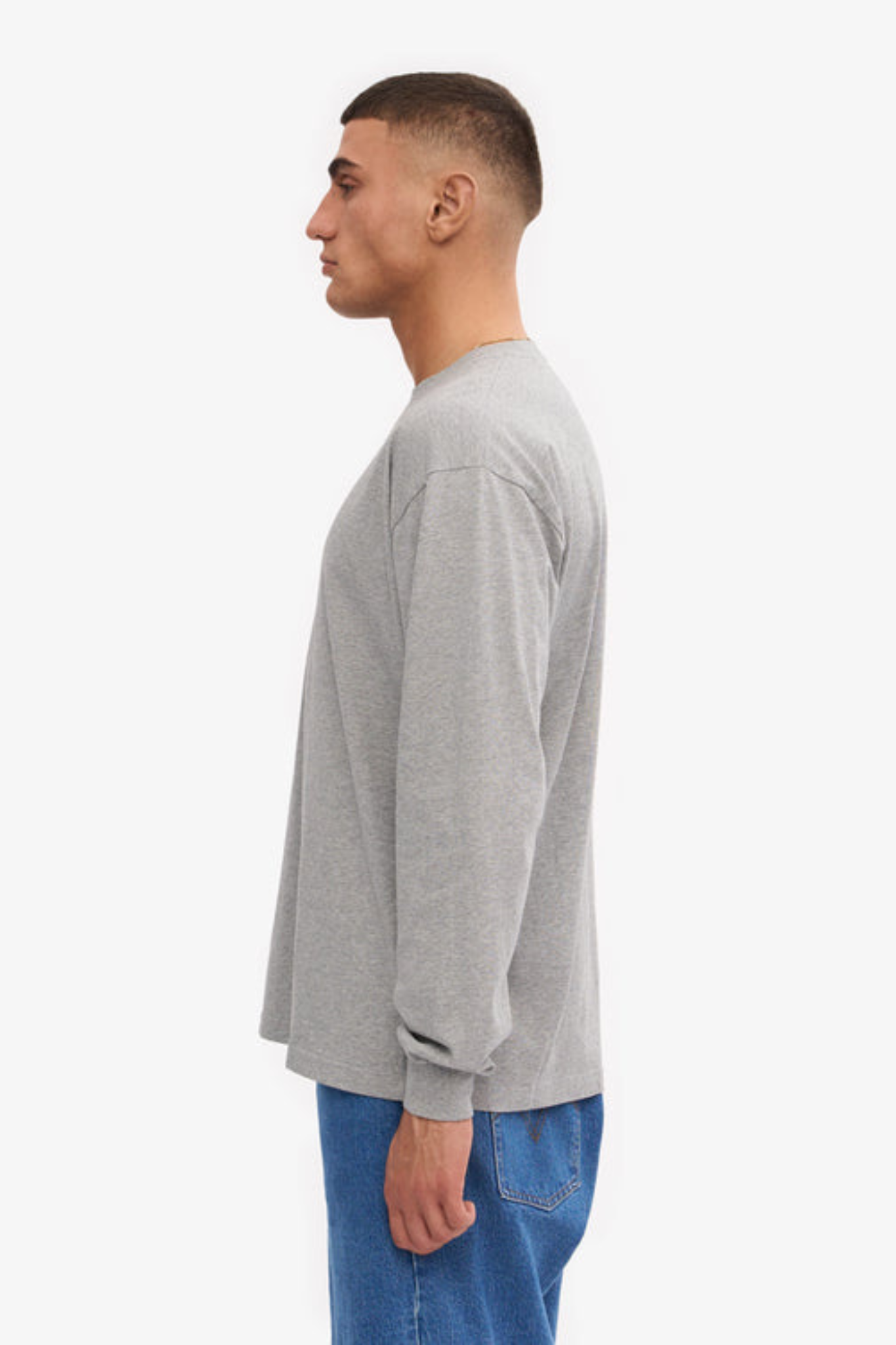 OVERSIZED ORGANIC LS T-SHIRT - HEATHER GREY
