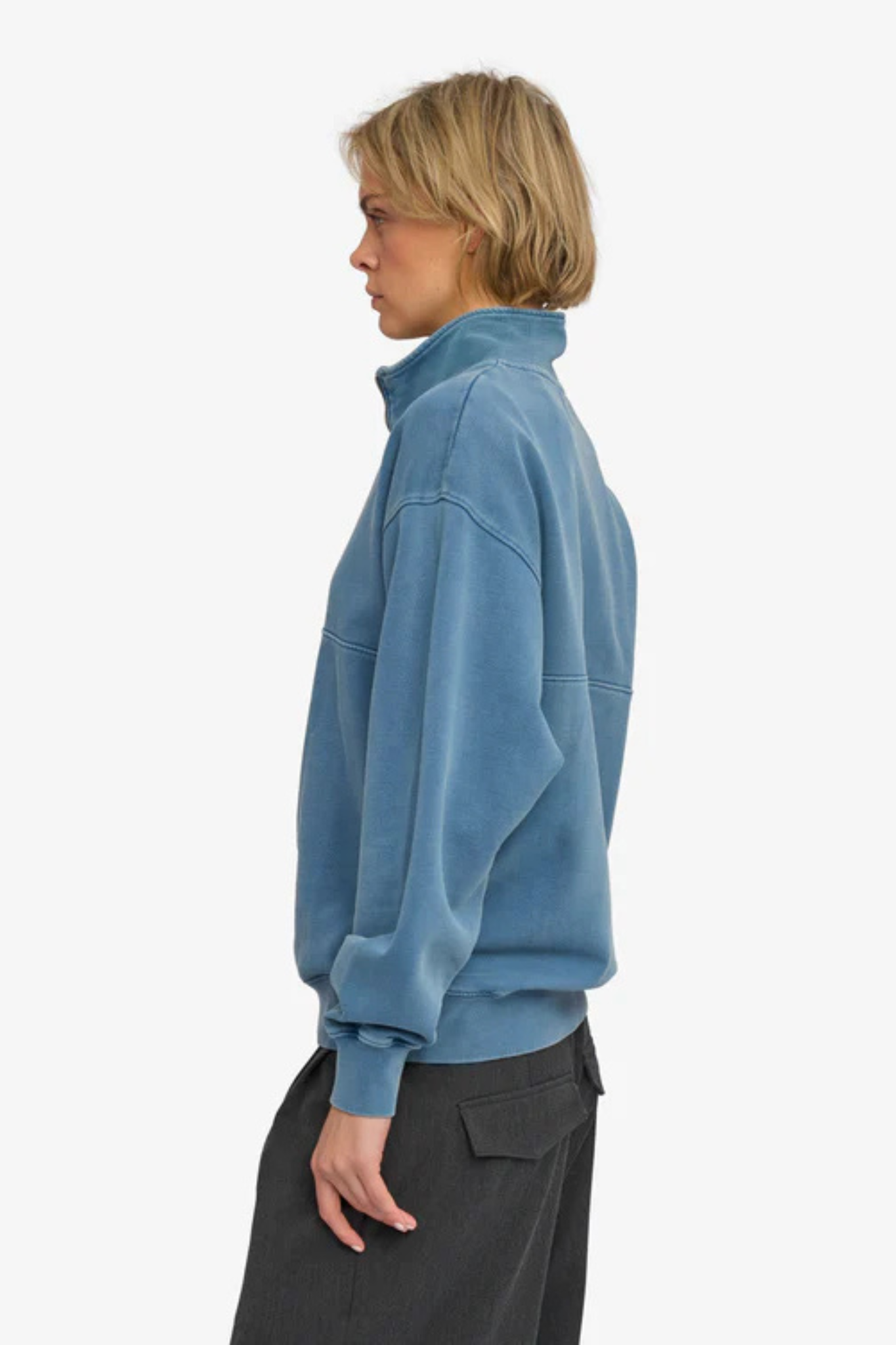 ORGANIC QUARTER ZIP - FADED INDIGO
