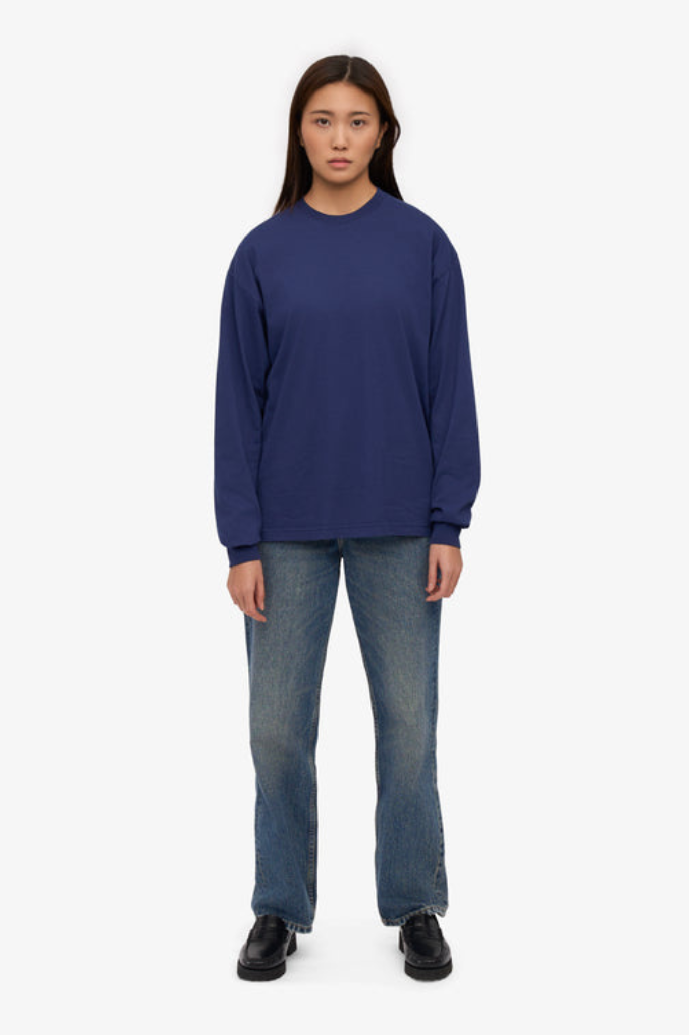 OVERSIZED ORGANIC LS T-SHIRT - MARINE BLUE