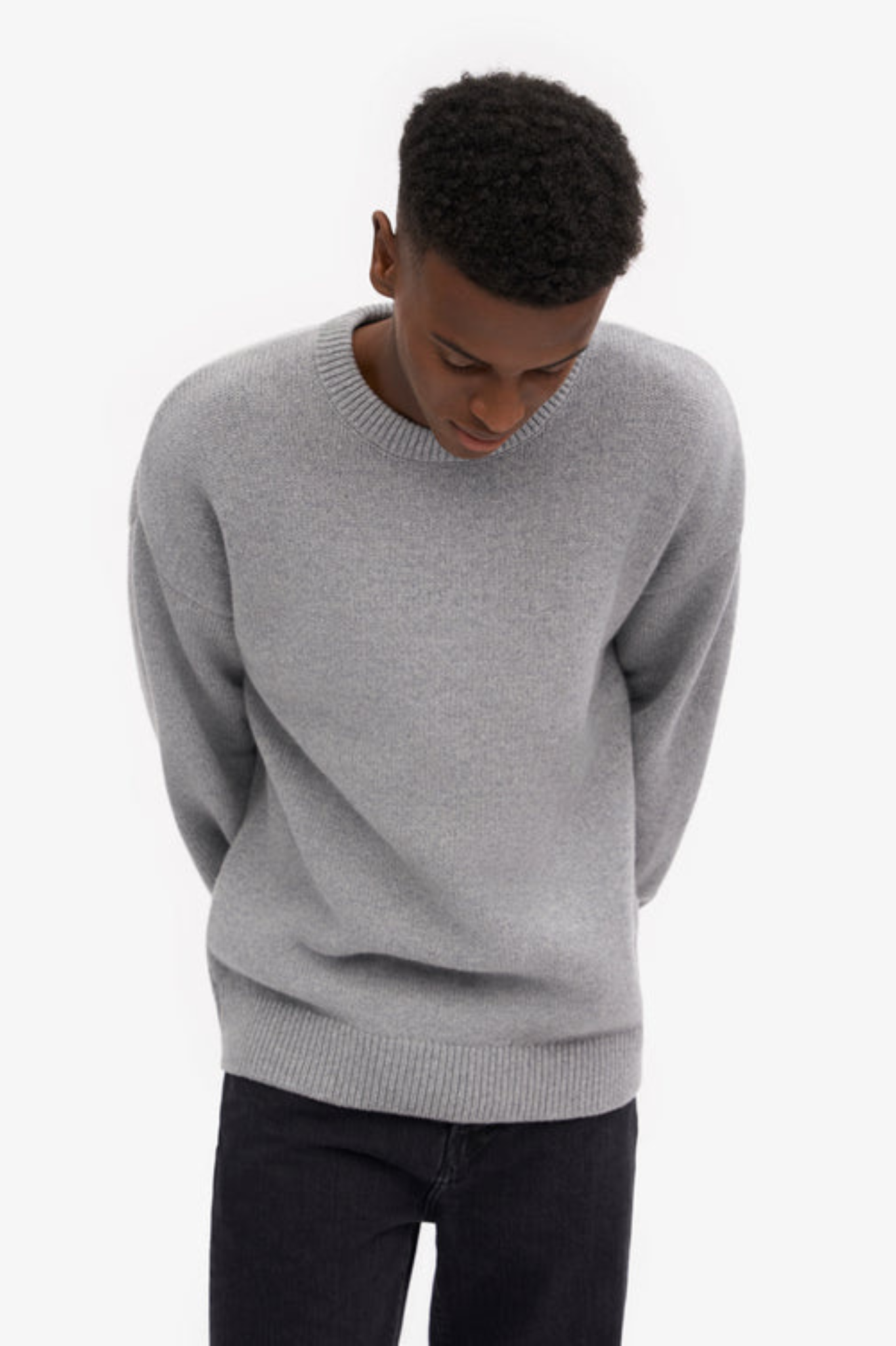 OVERSIZED MERINO WOOL CREW - HEATHER GREY