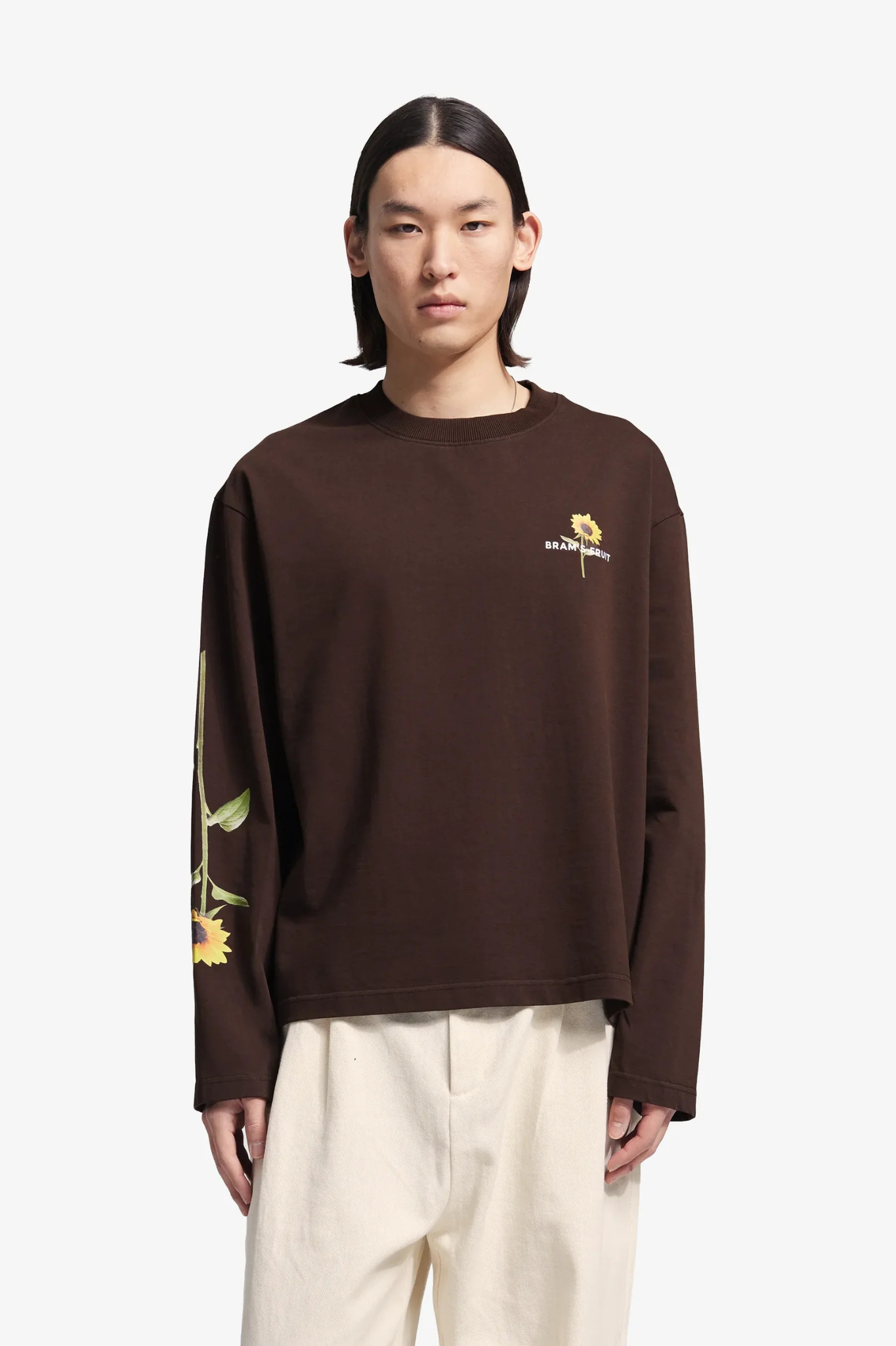 SUNFLOWER LONGSLEEVE T-SHIRT - BROWN