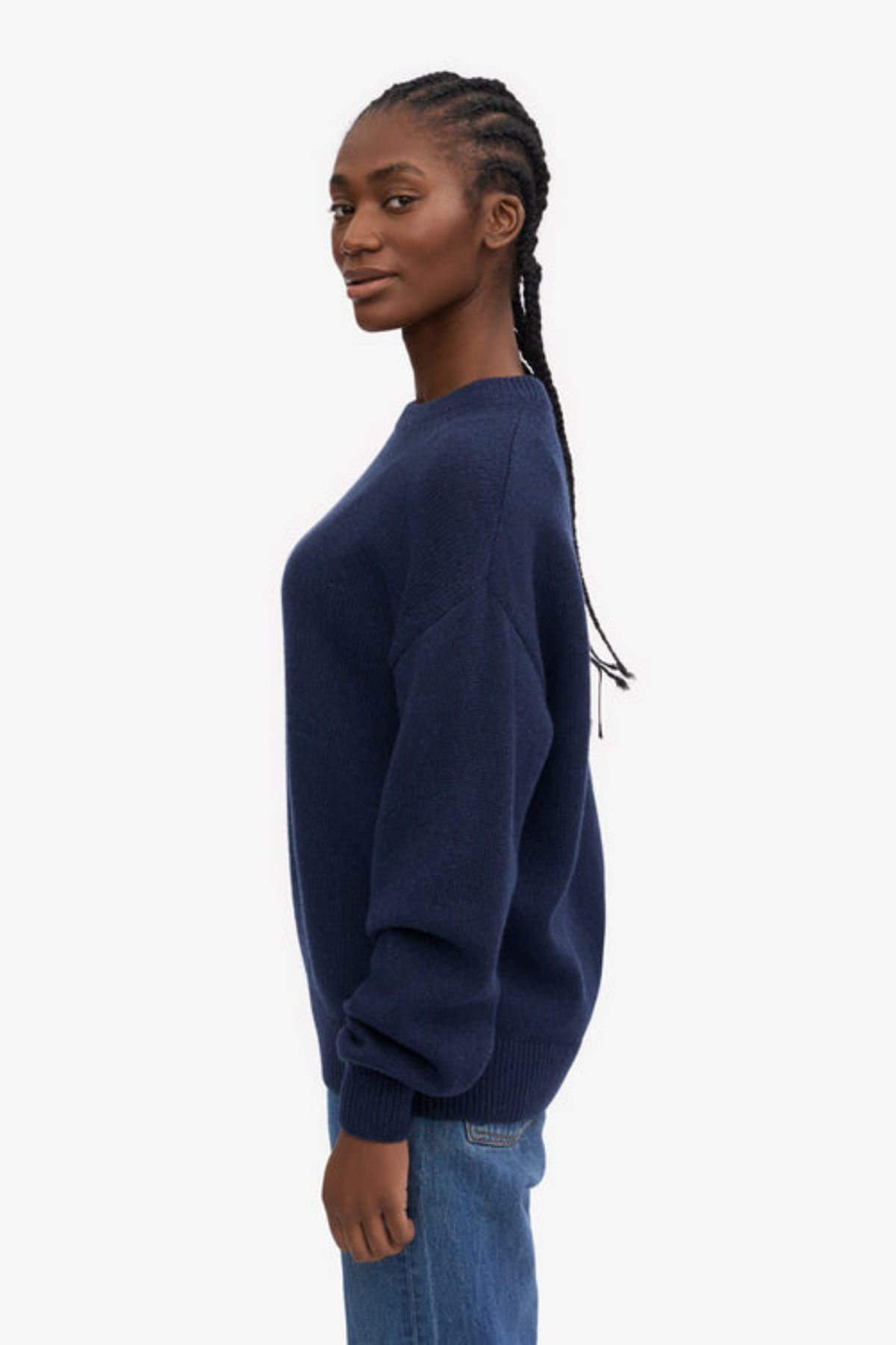 OVERSIZED MERINO WOOL CREW - MARINE BLUE