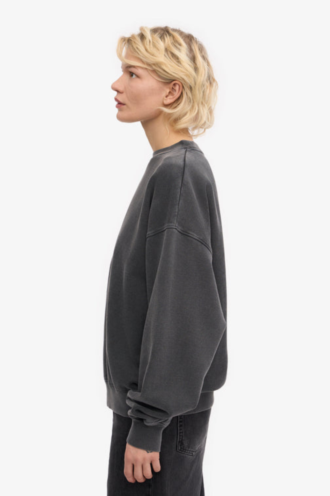 ORGANIC OVERSIZED CREW - FADED BLACK