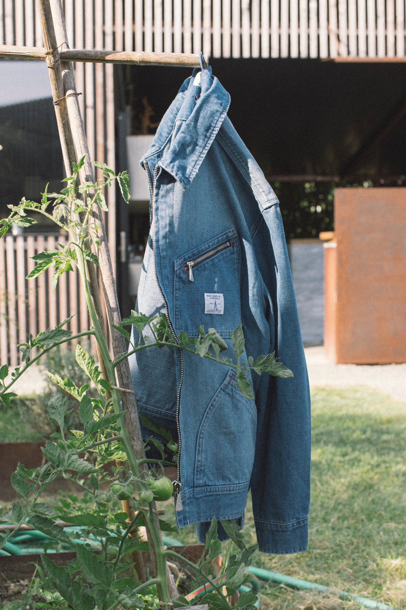 WORK SHORT JACKET - OVERALL WASH DENIM