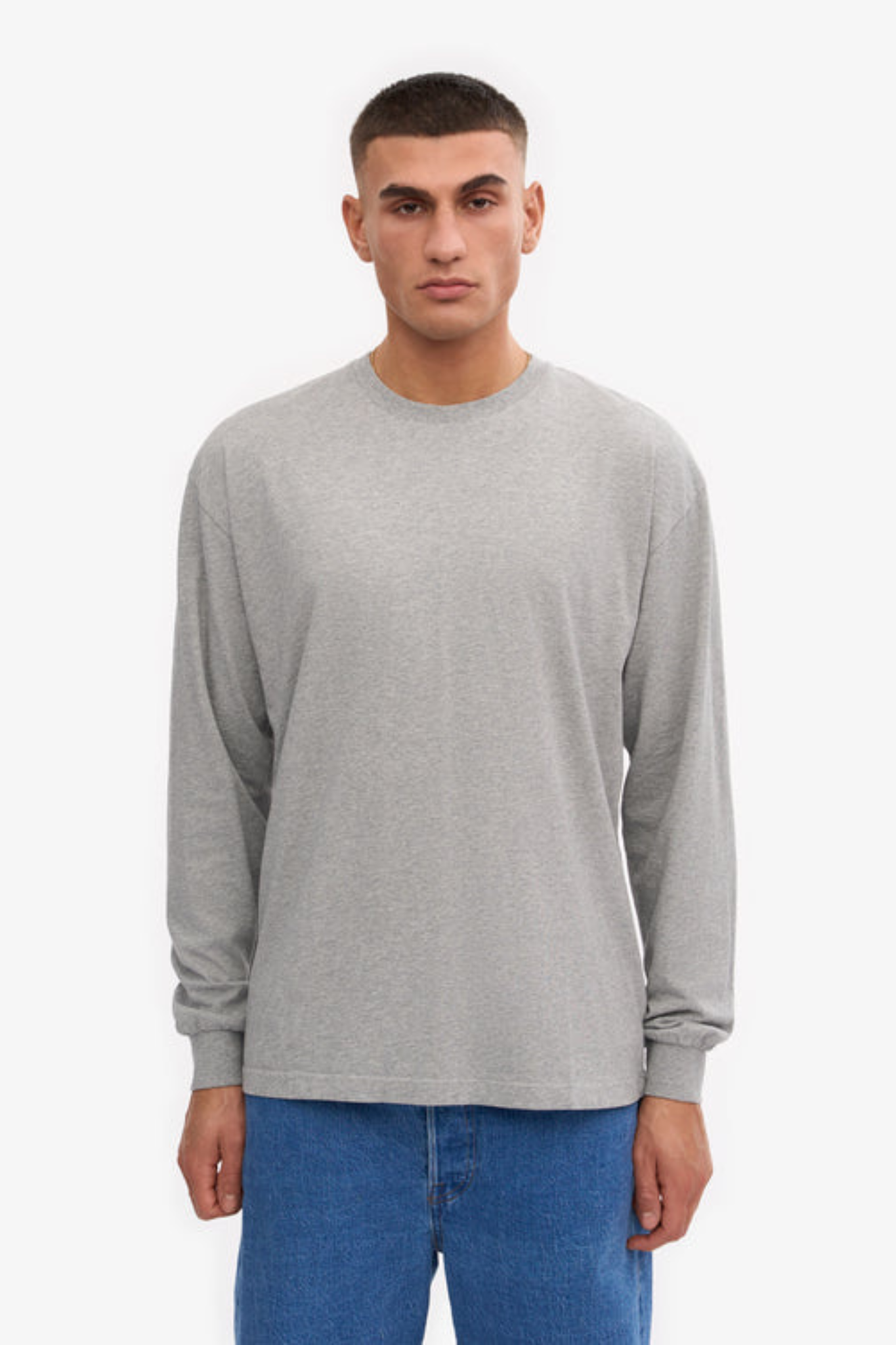 OVERSIZED ORGANIC LS T-SHIRT - HEATHER GREY