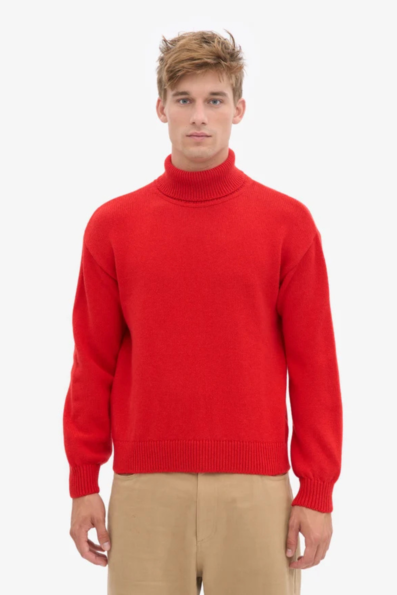 MERINO WOOL TURTLENECK WOMEN - RED TANGERINE
